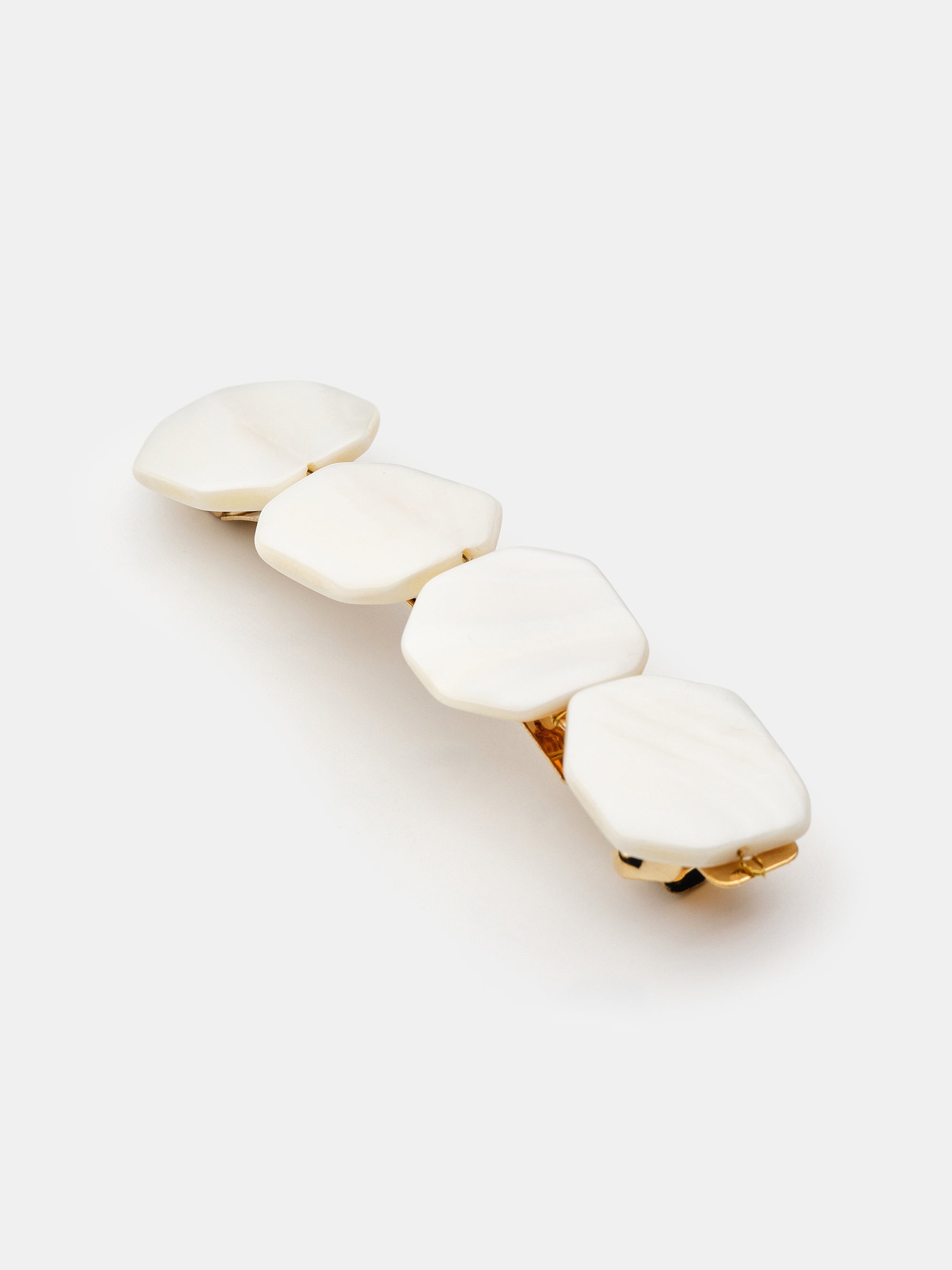 Stone Tile Barrette, Gold