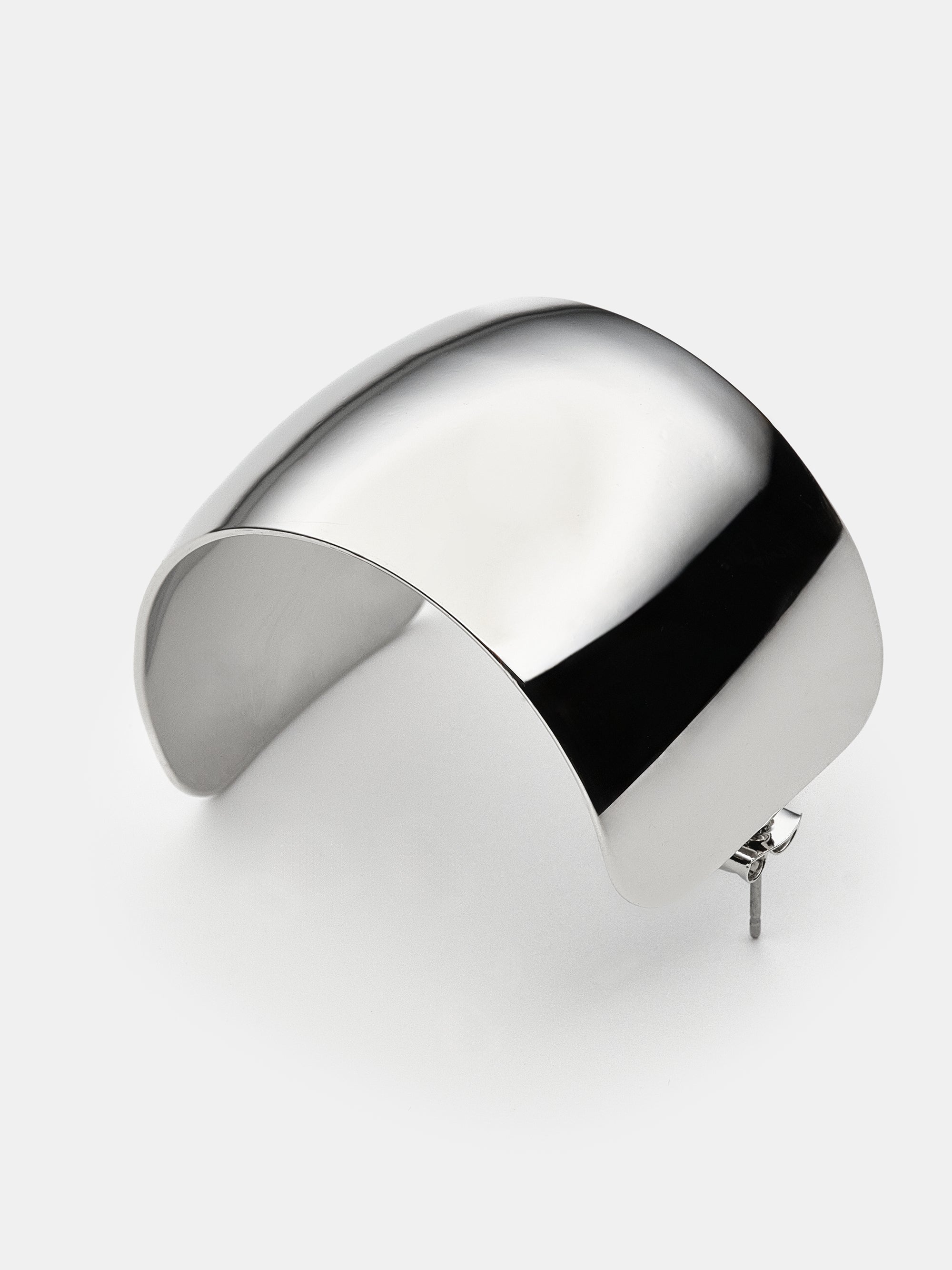 Crescent Hoop Earrings, Silver