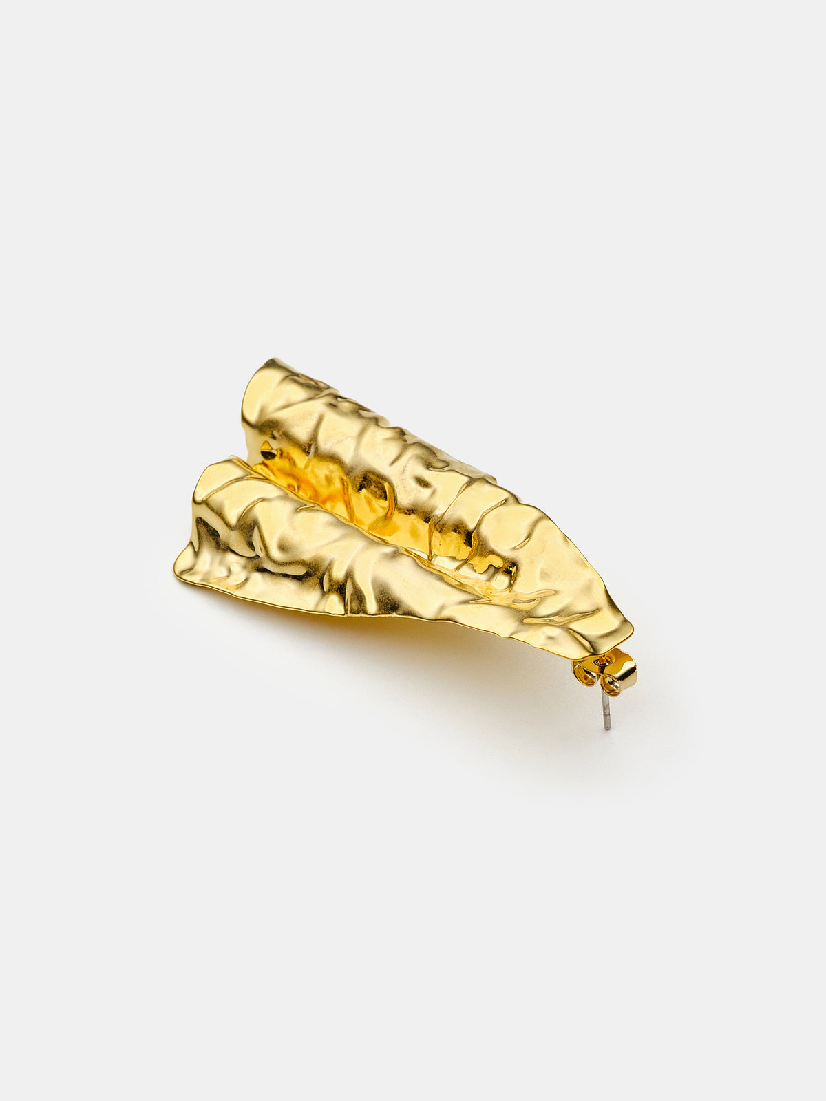 Crumpled Fan Earrings, Gold