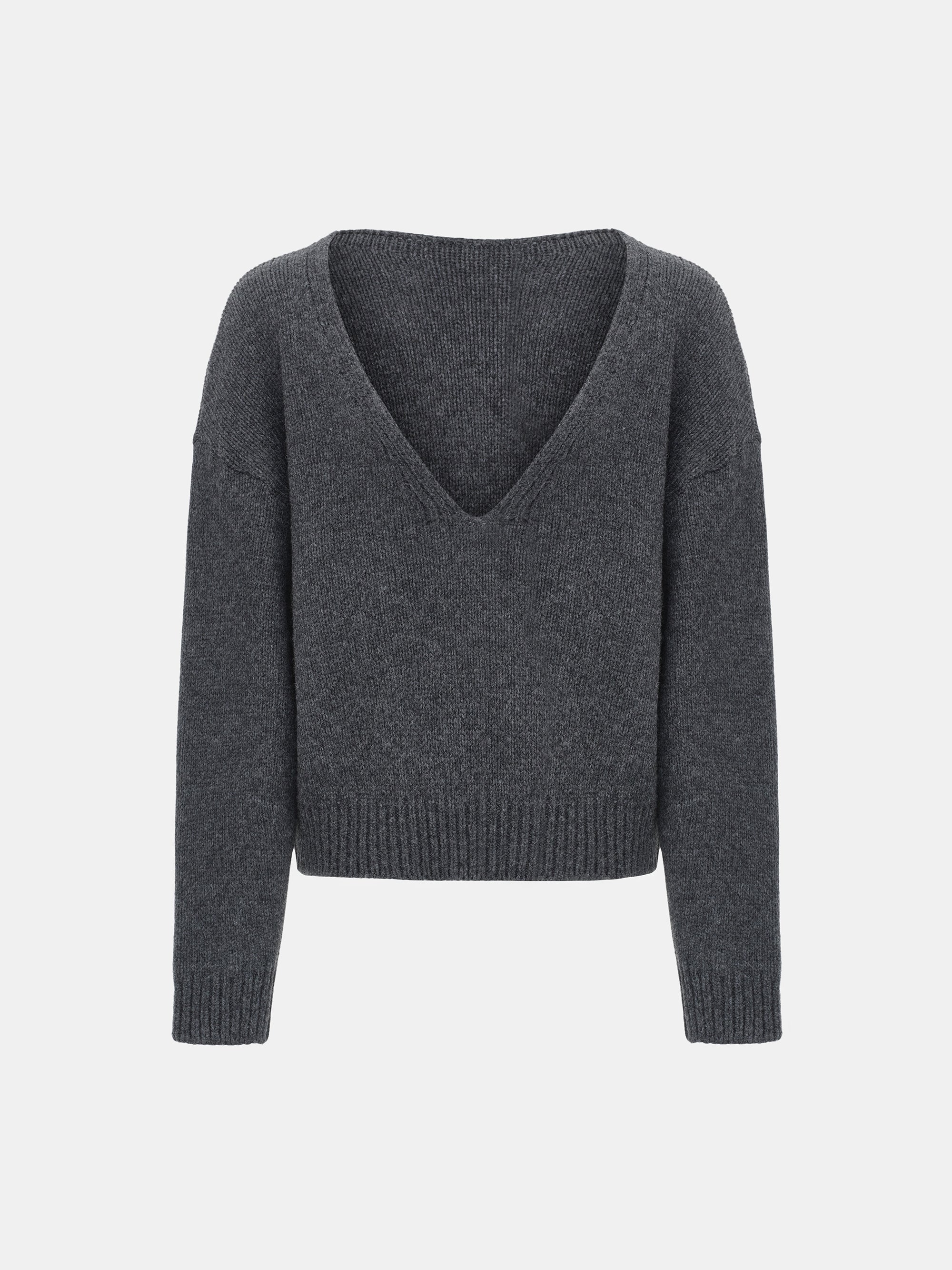 V-Back Sweater, Charcoal