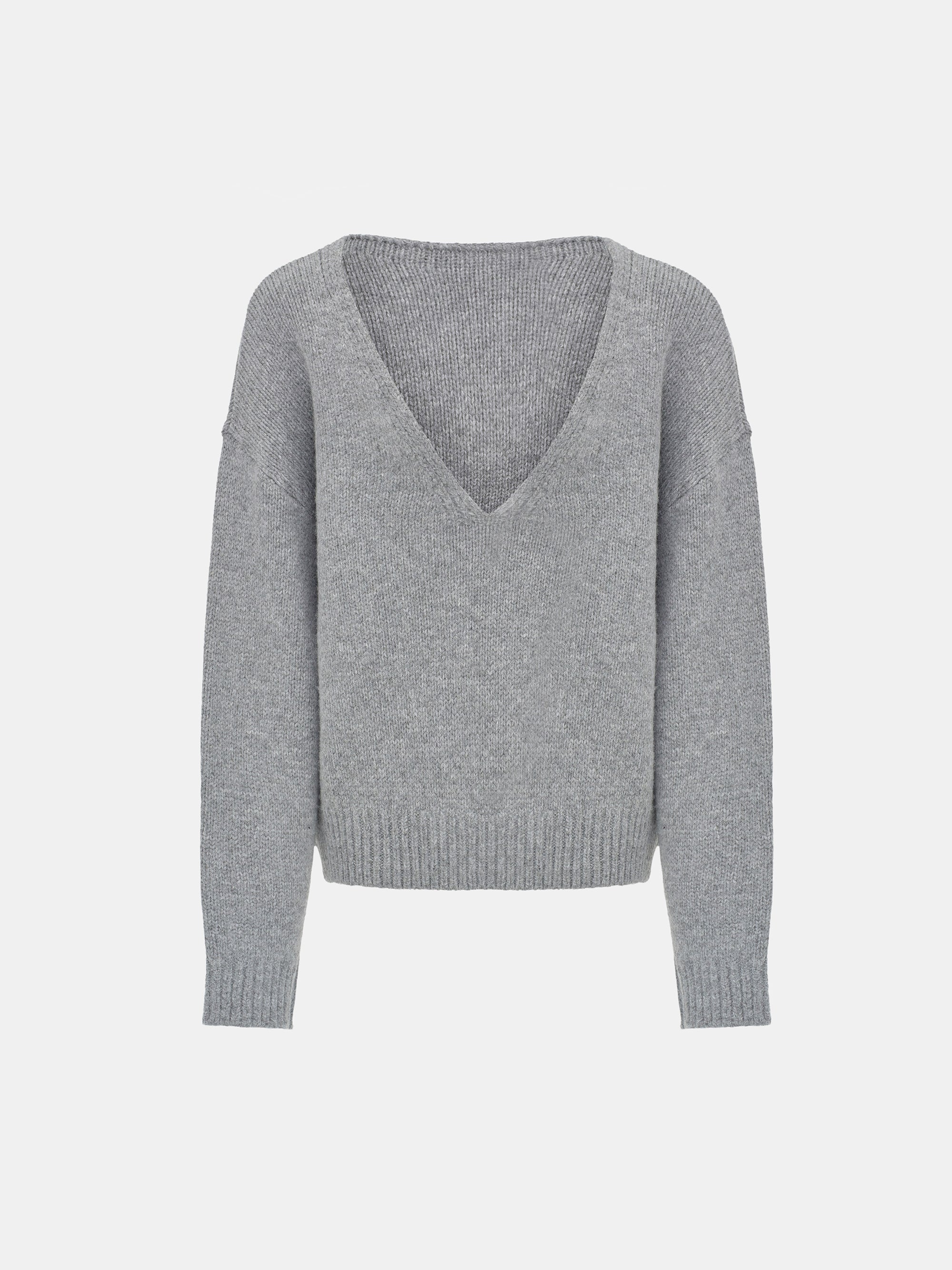 V-Back Sweater, Grey