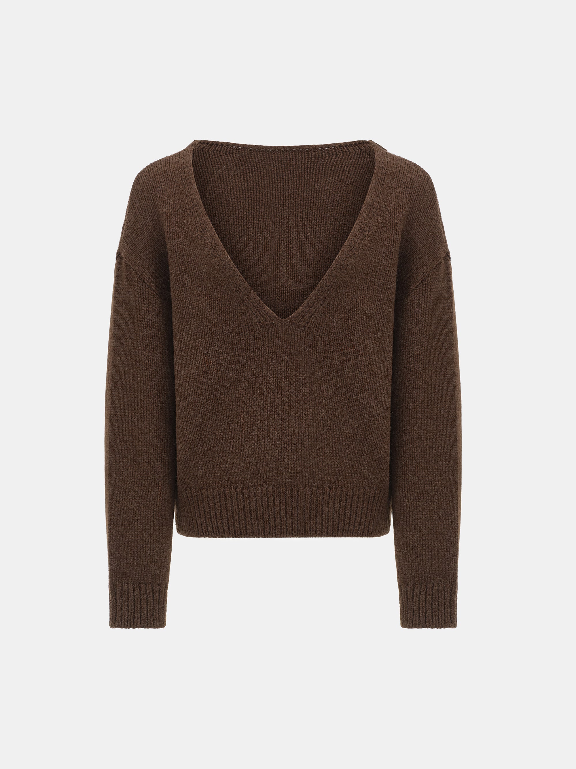 V-Back Sweater, Brown
