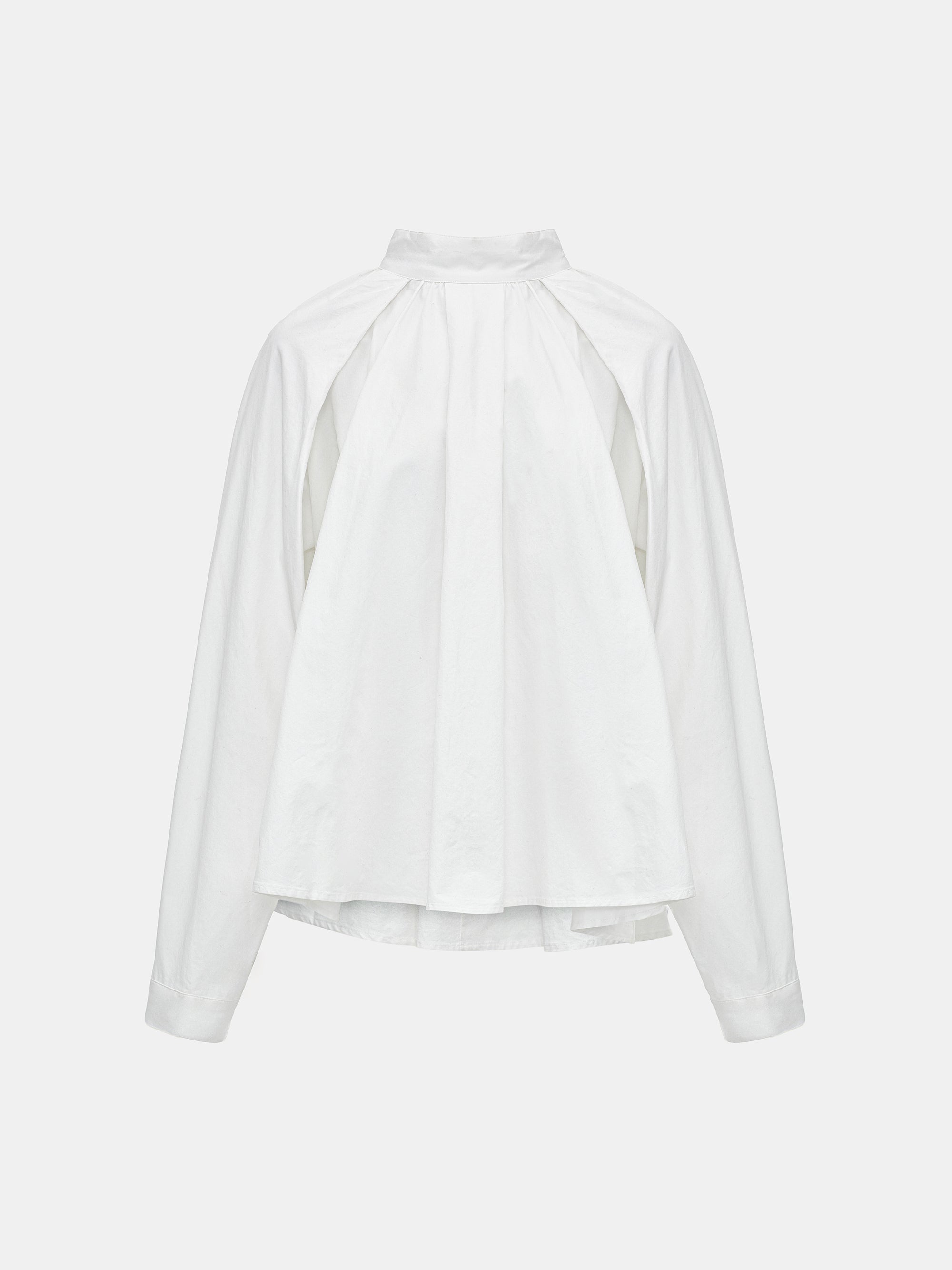 Gathered Poplin Blouse, White