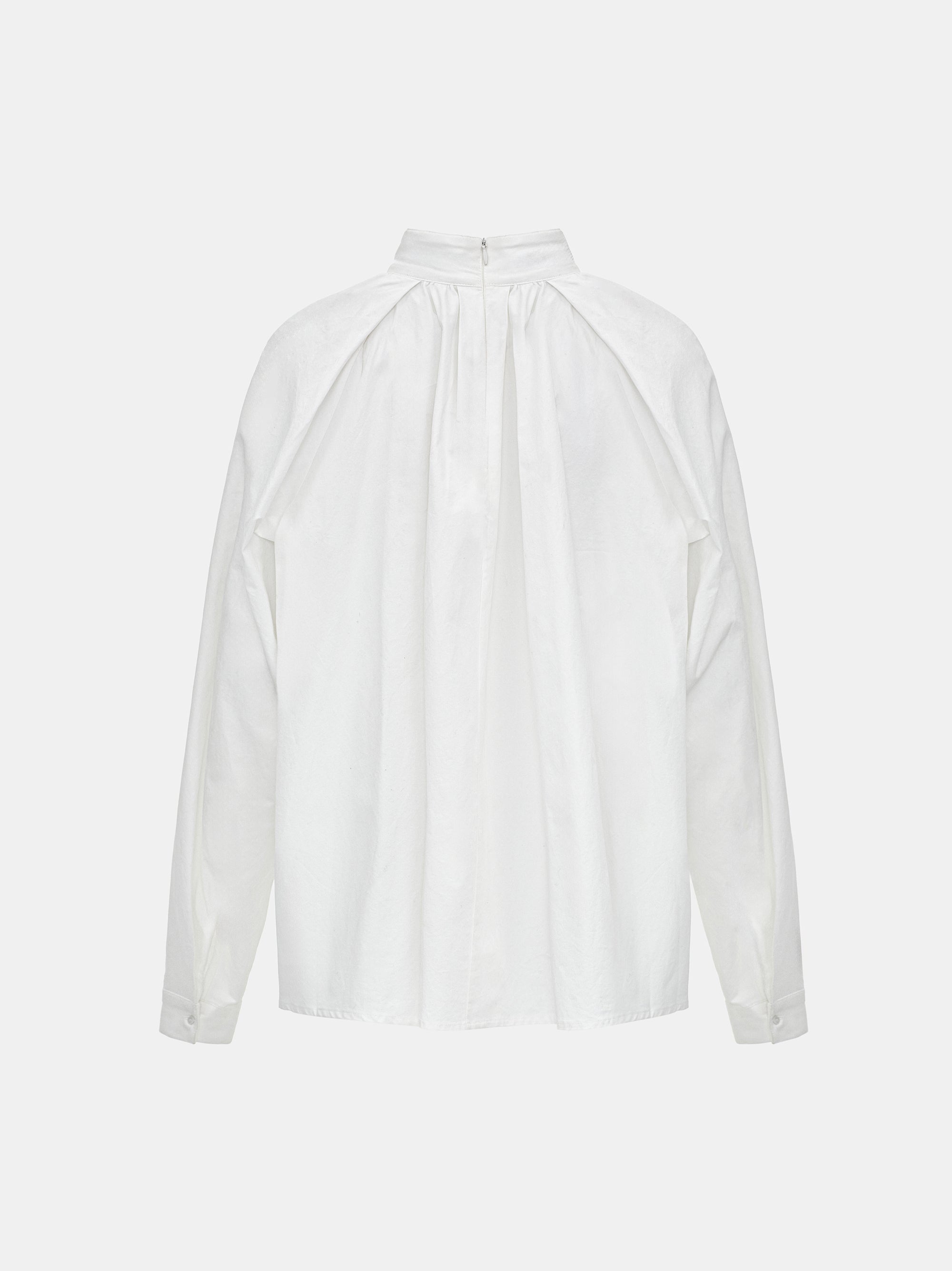 Gathered Poplin Blouse, White