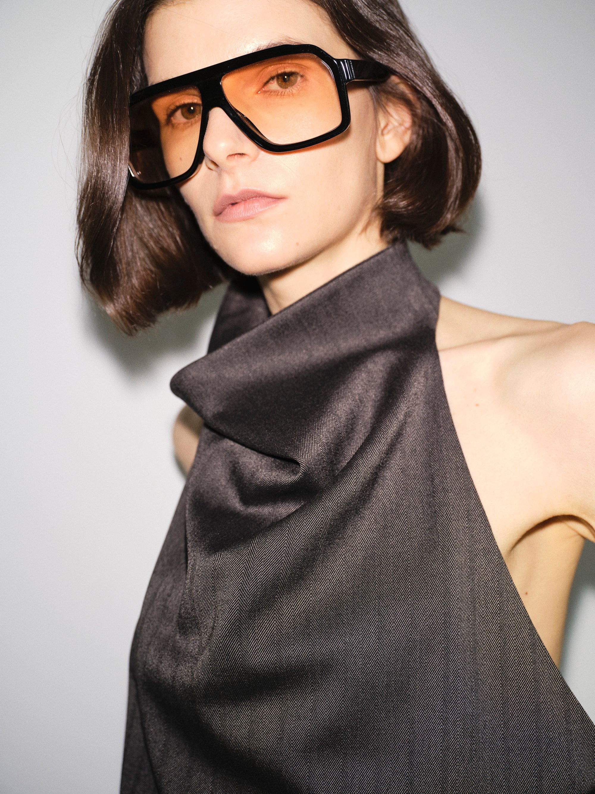 Open-Back Halter Top, Charcoal