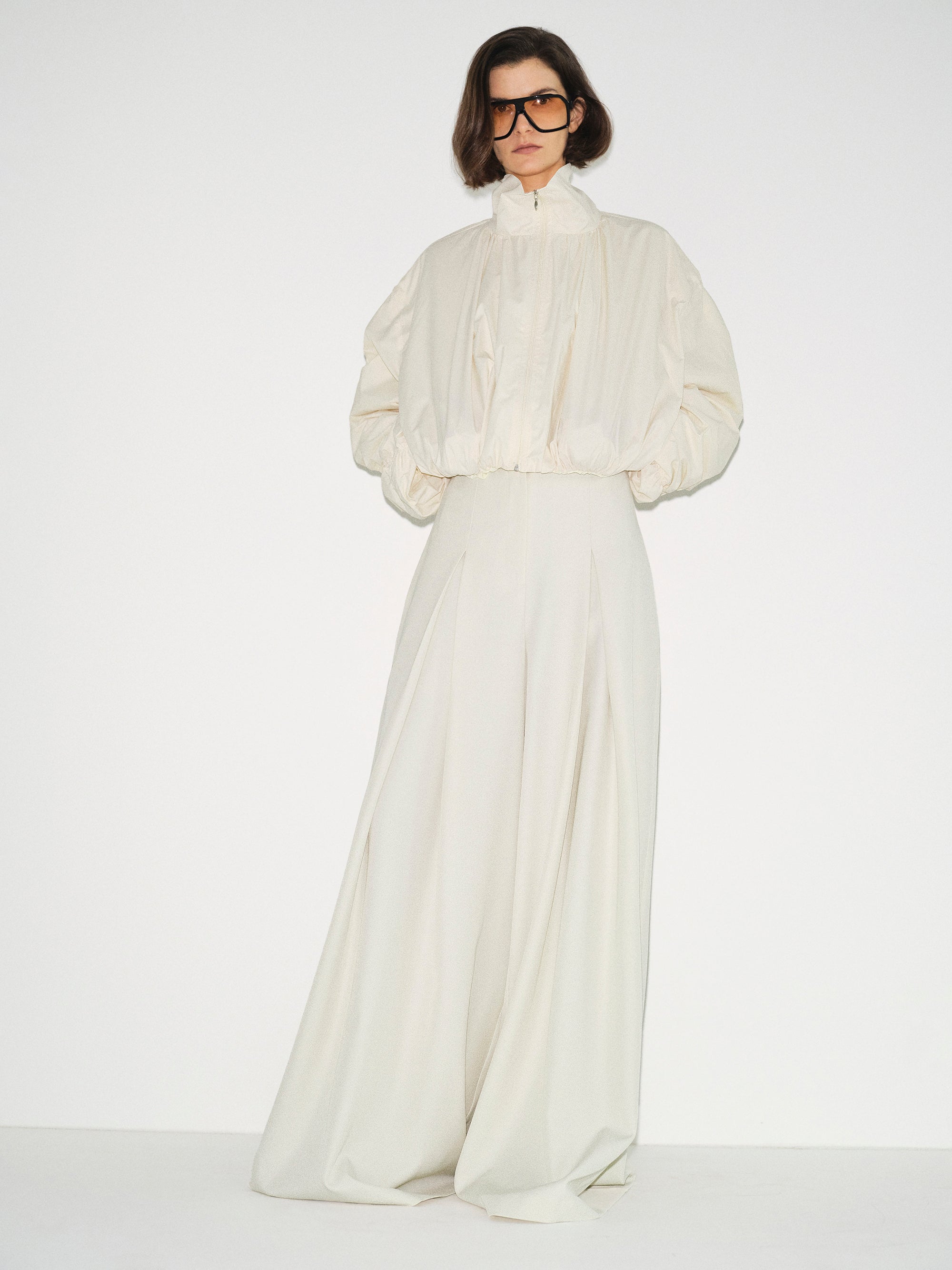 High-Waist Belted Trousers, Ivory