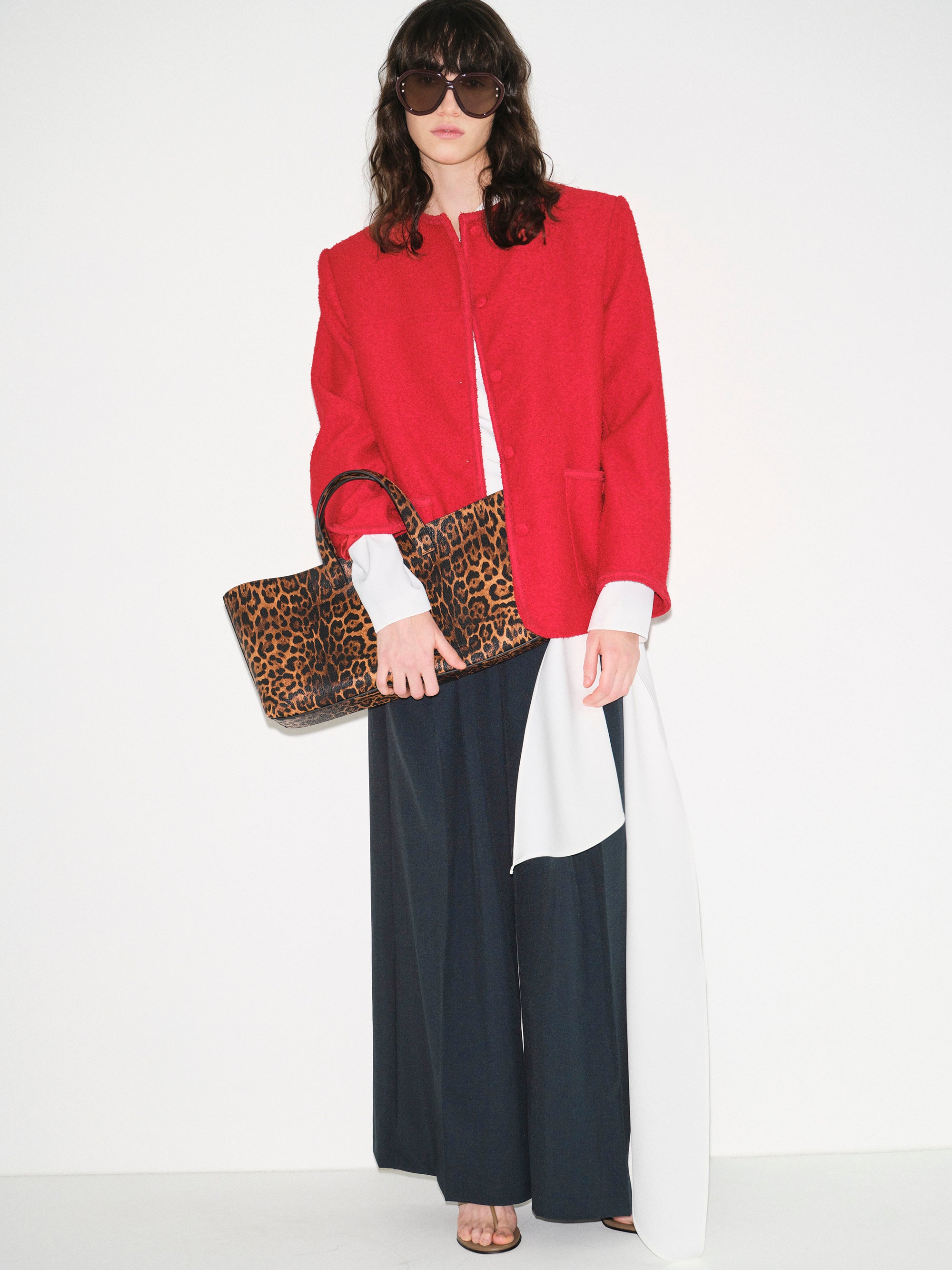 Boucle Textured Jacket, Red