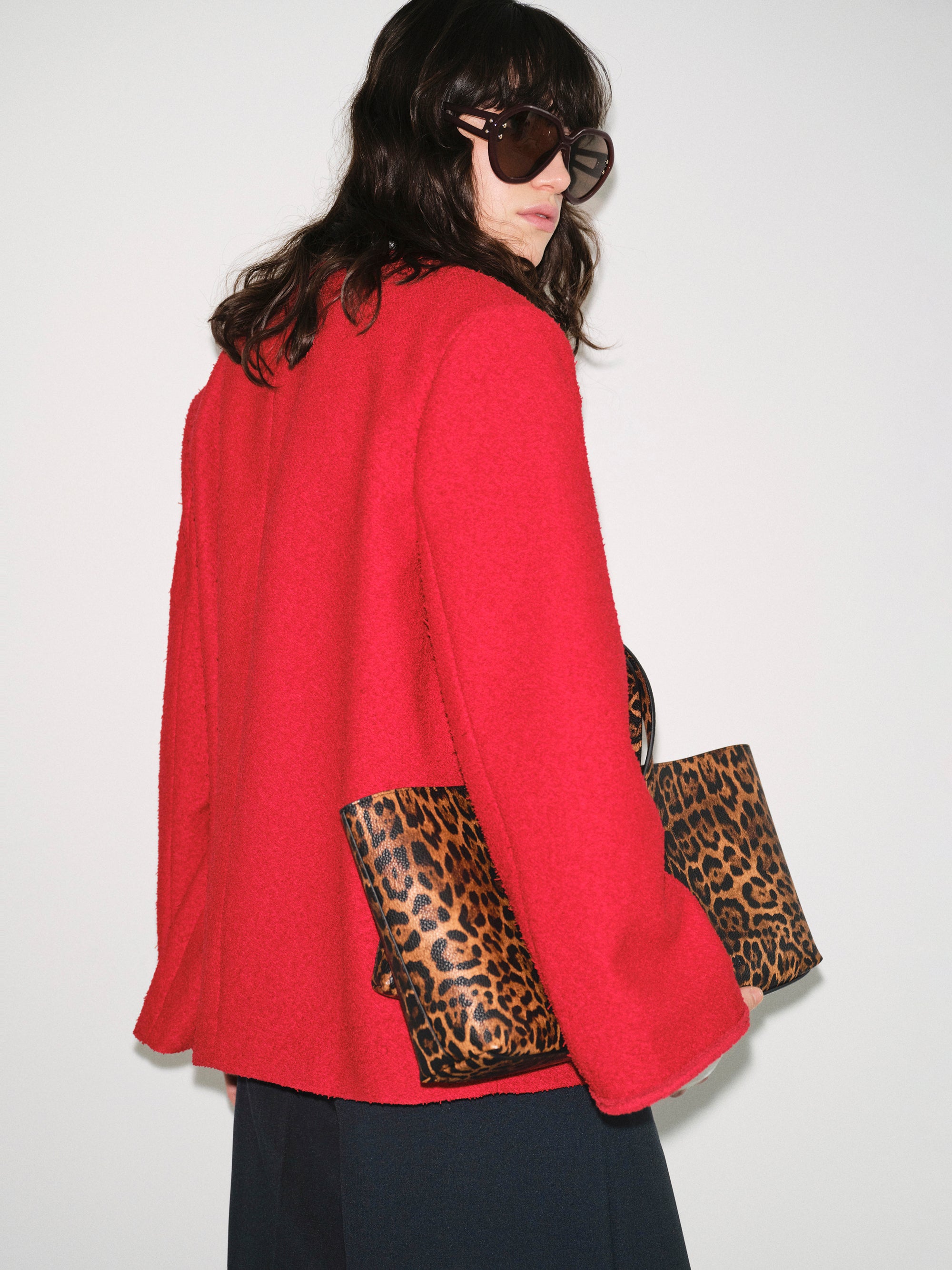 Boucle Textured Jacket, Red