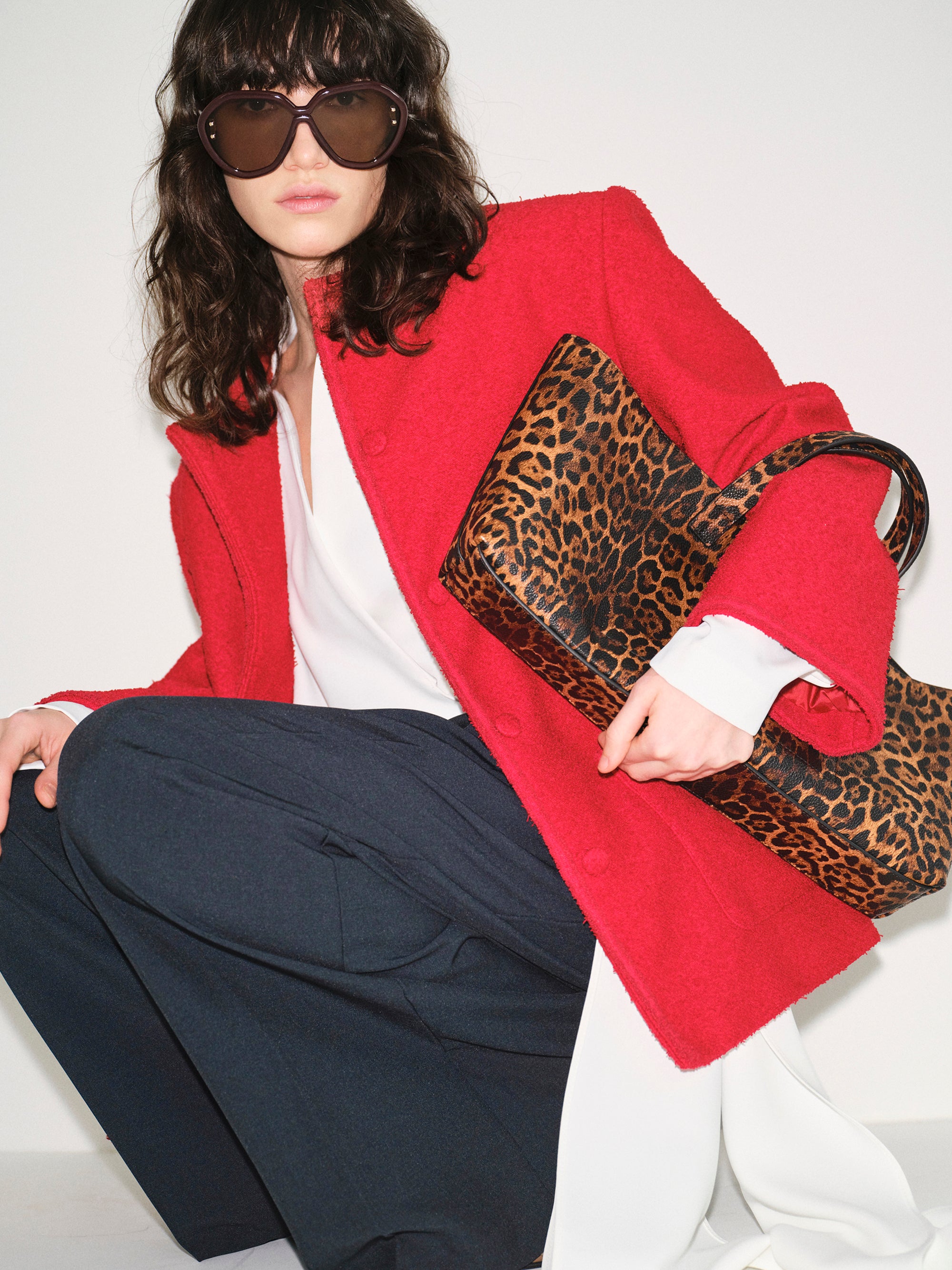 Boucle Textured Jacket, Red