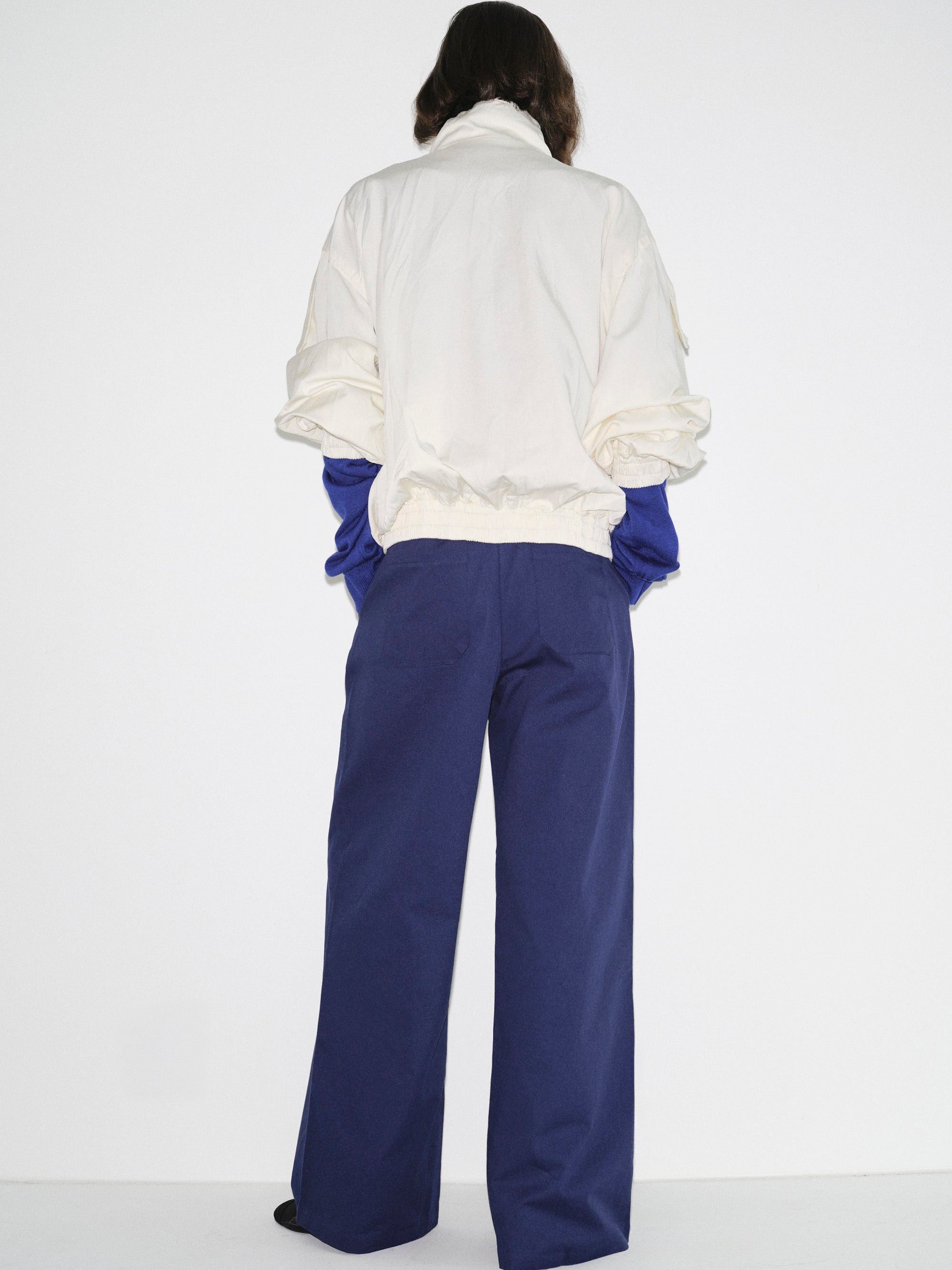 Creased-Effect Zip Jacket, Ivory