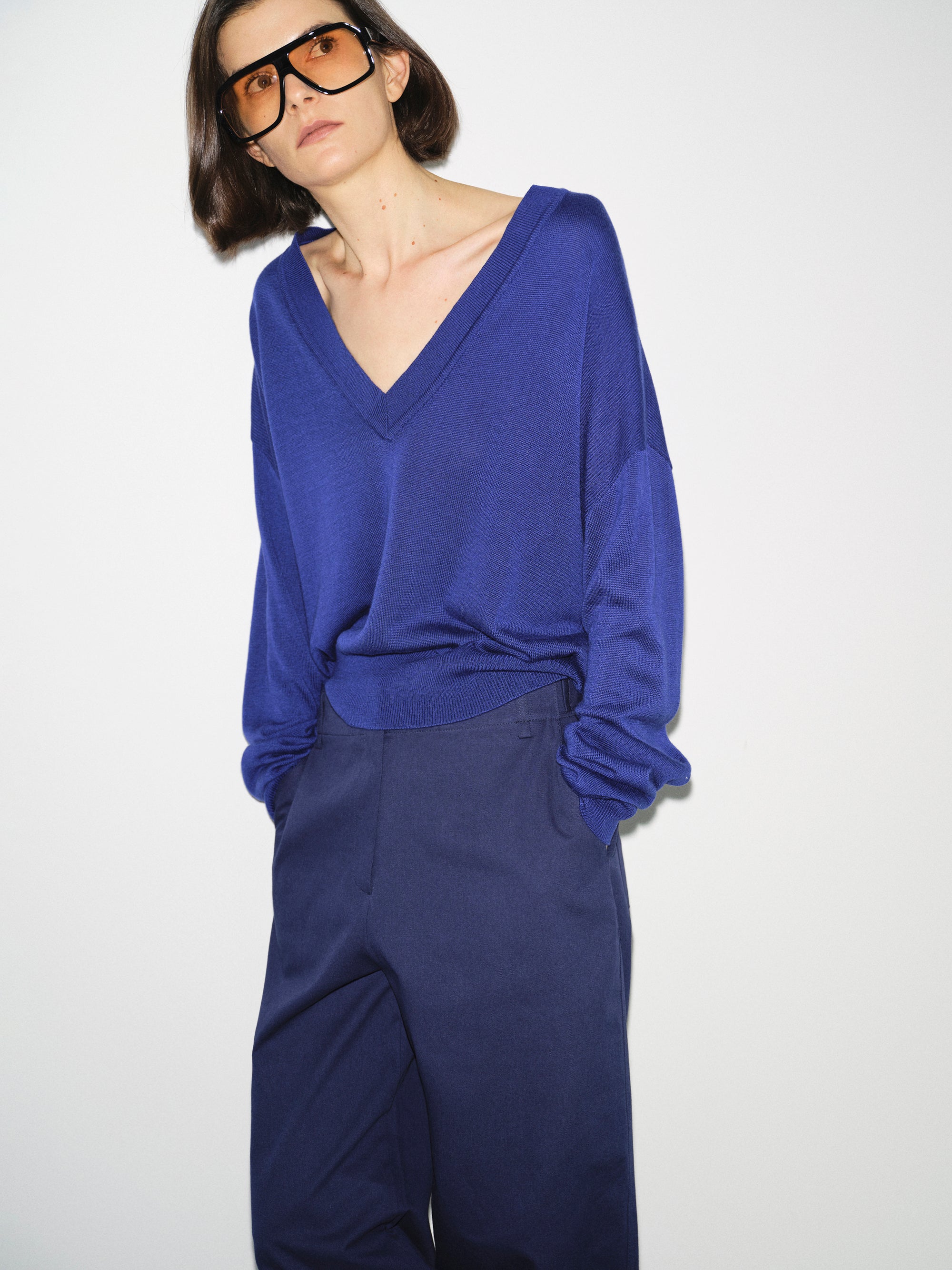 Refined V-Neck Sweater, Blue