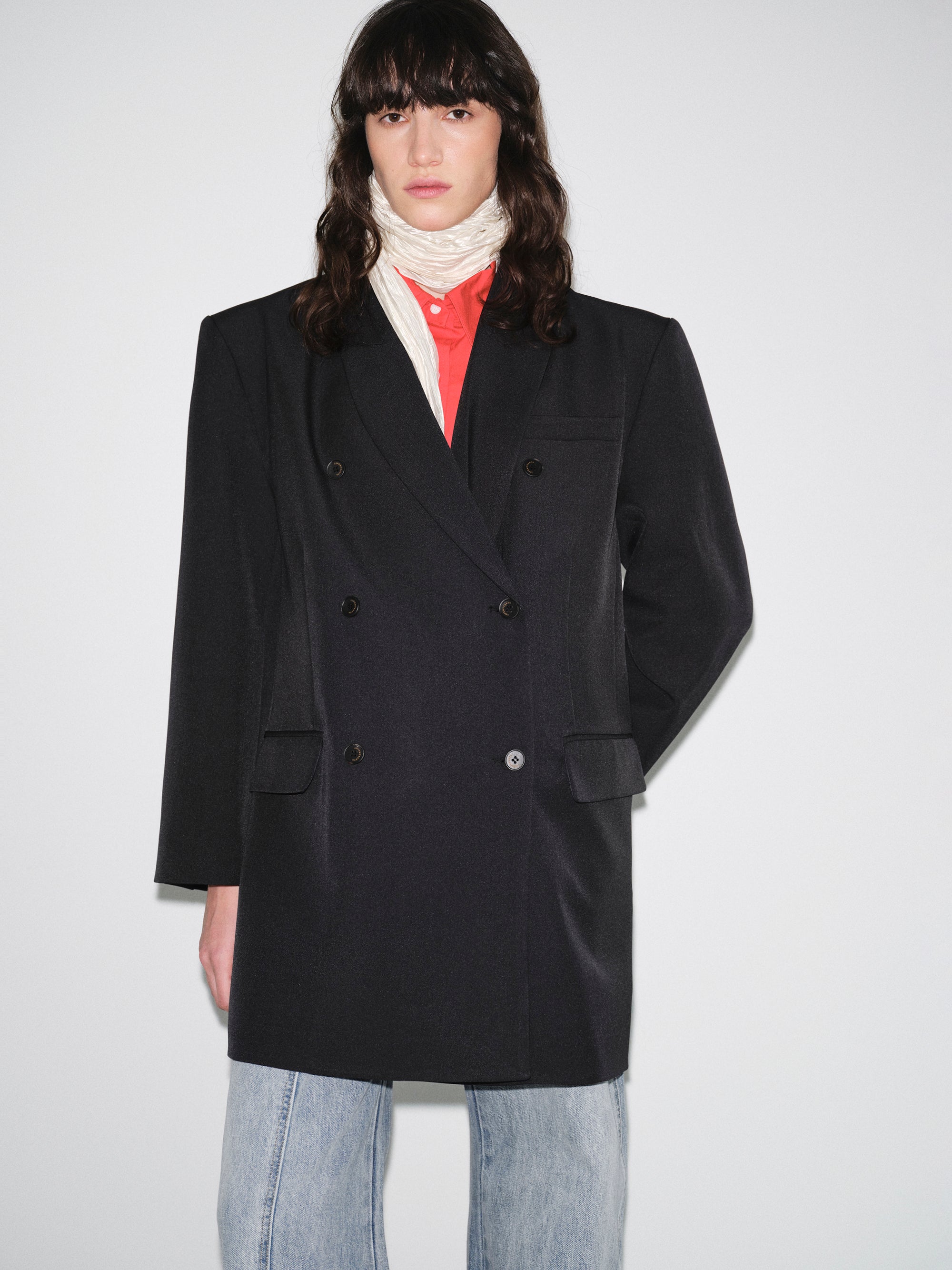 Oversized Double Breasted Blazer, Black