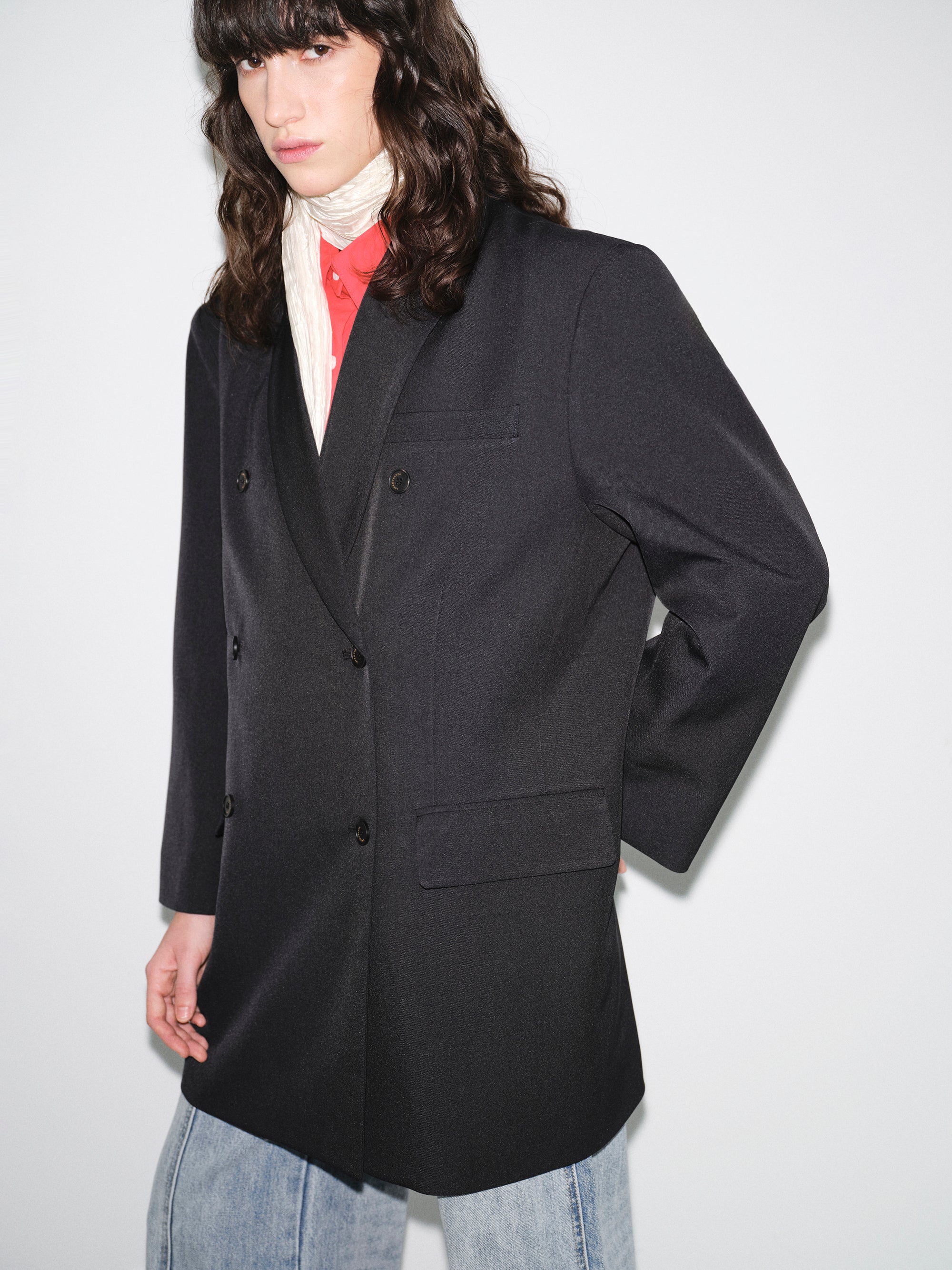 Oversized Double Breasted Blazer, Black