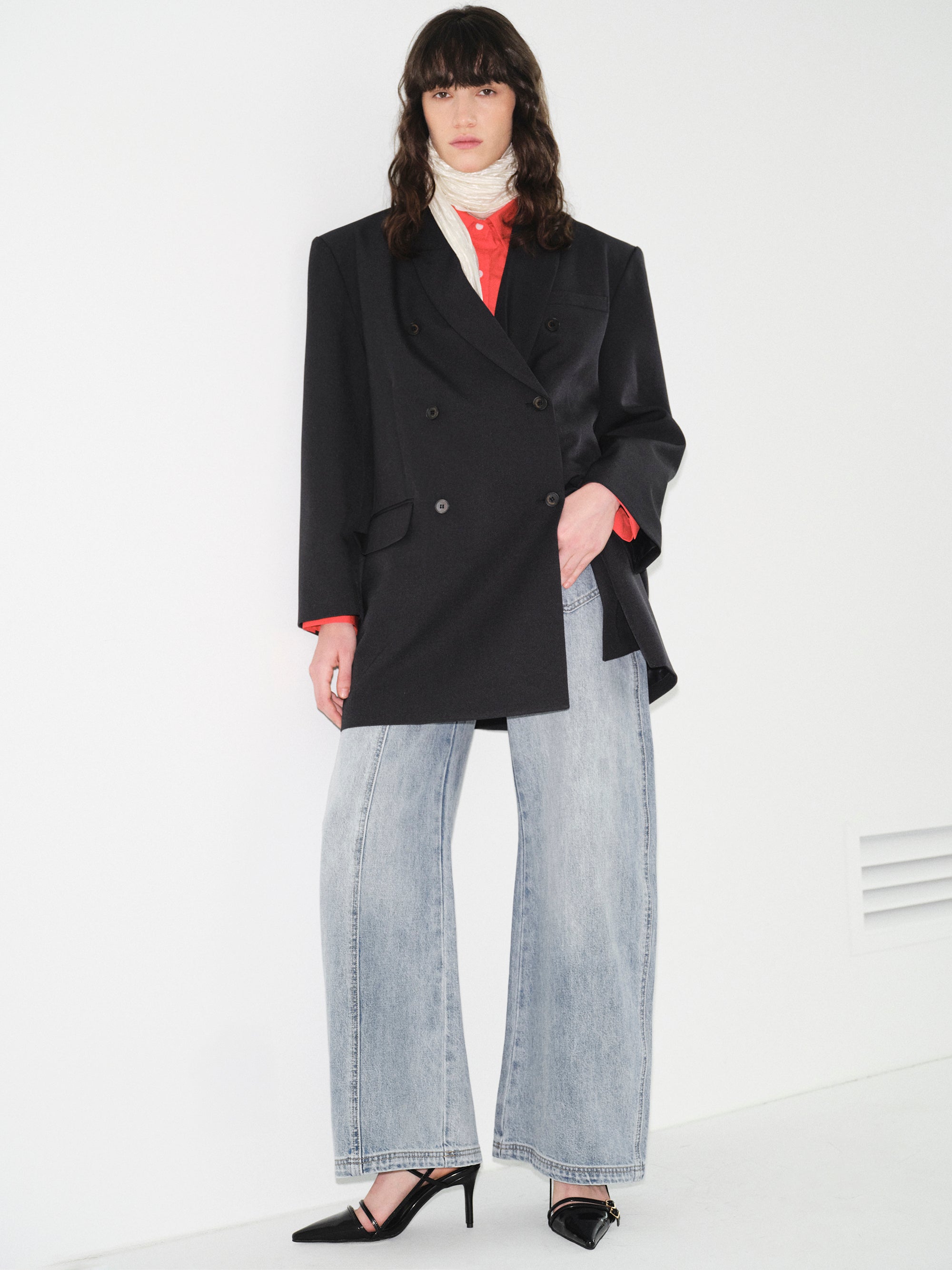 Off-Centre Seam Jeans, Light Blue