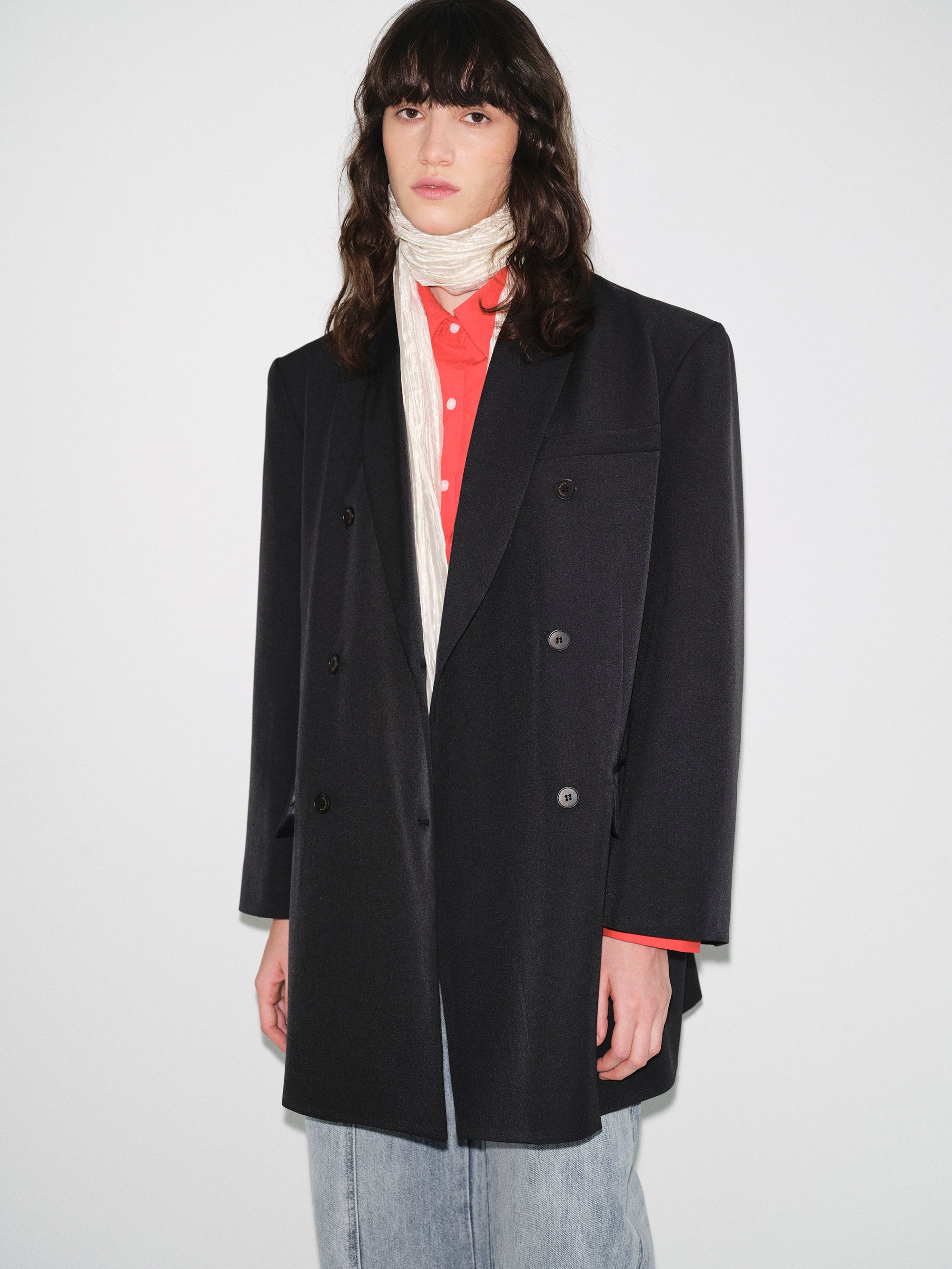 Oversized Double Breasted Blazer, Black