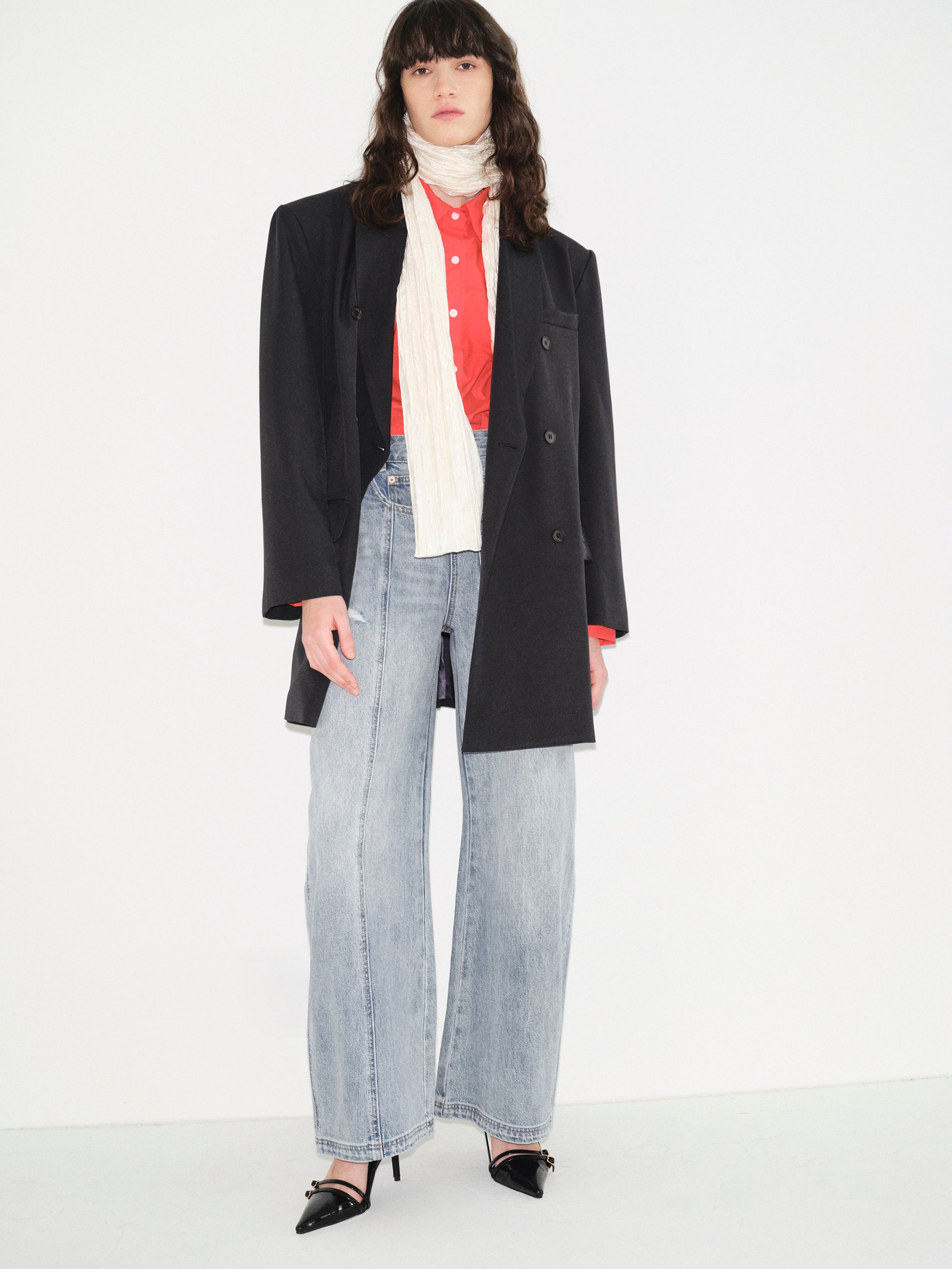 Off-Centre Seam Jeans, Light Blue