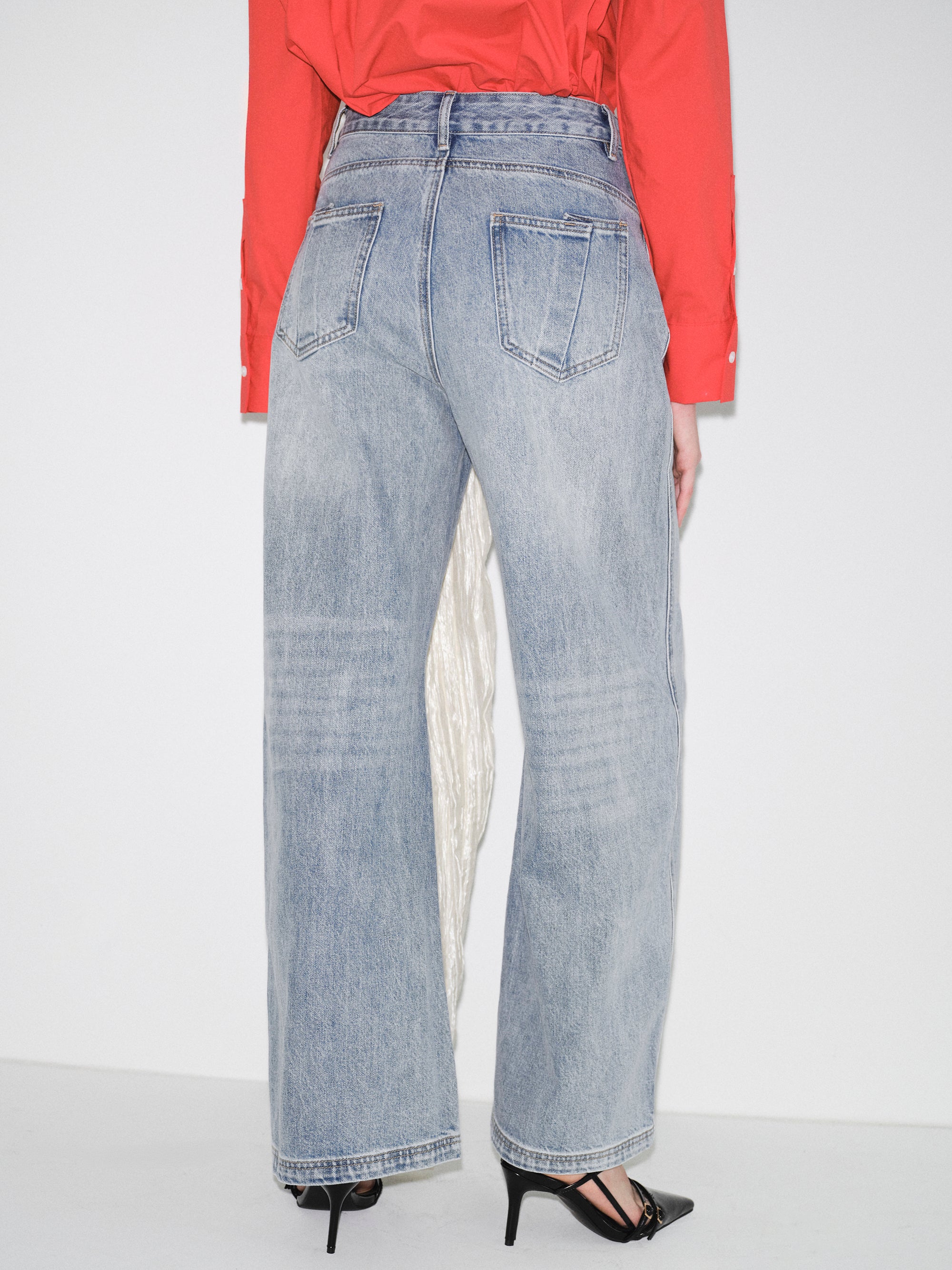 Off-Centre Seam Jeans, Light Blue