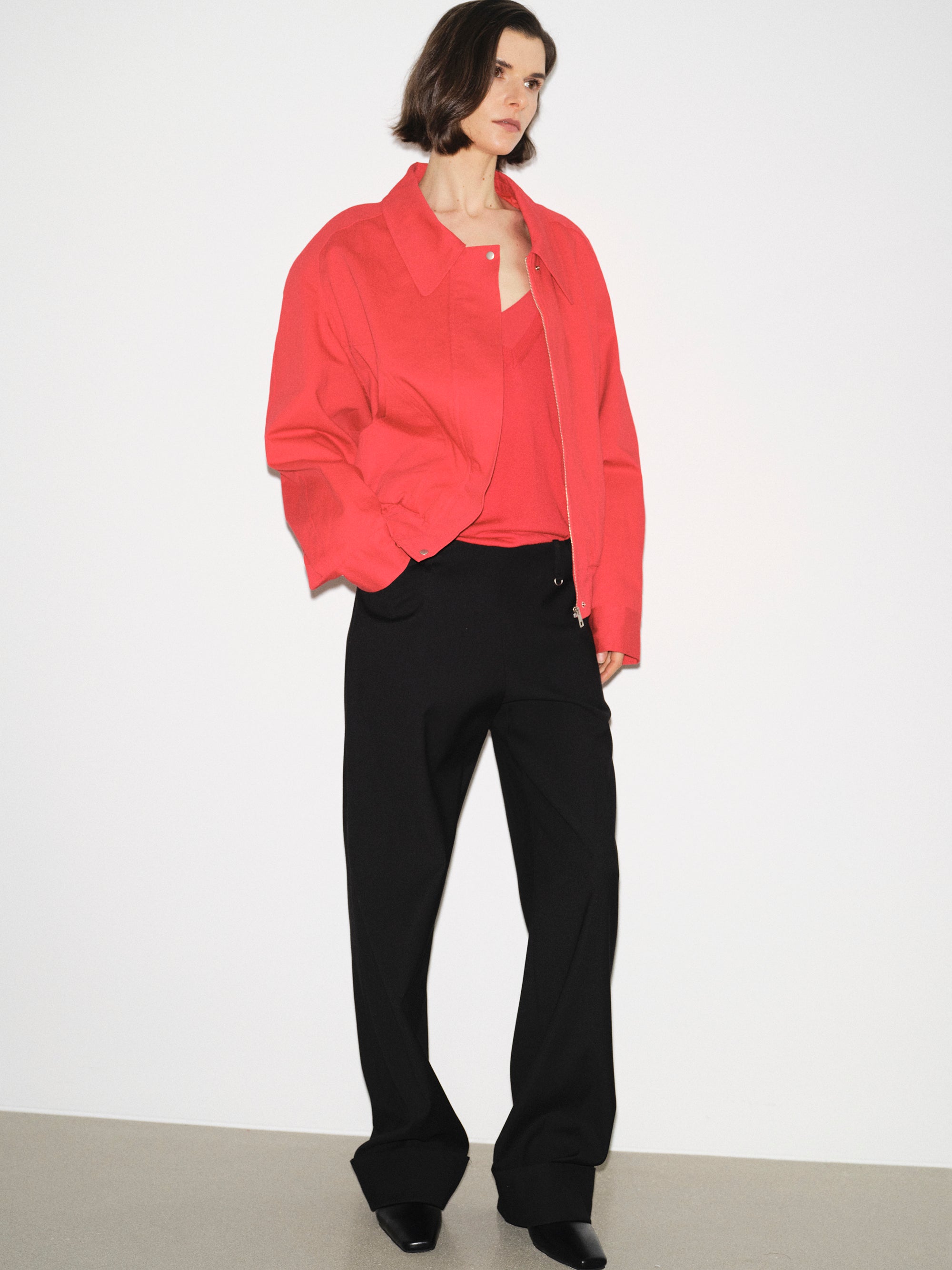 Cuffed Tailored Trousers, Black