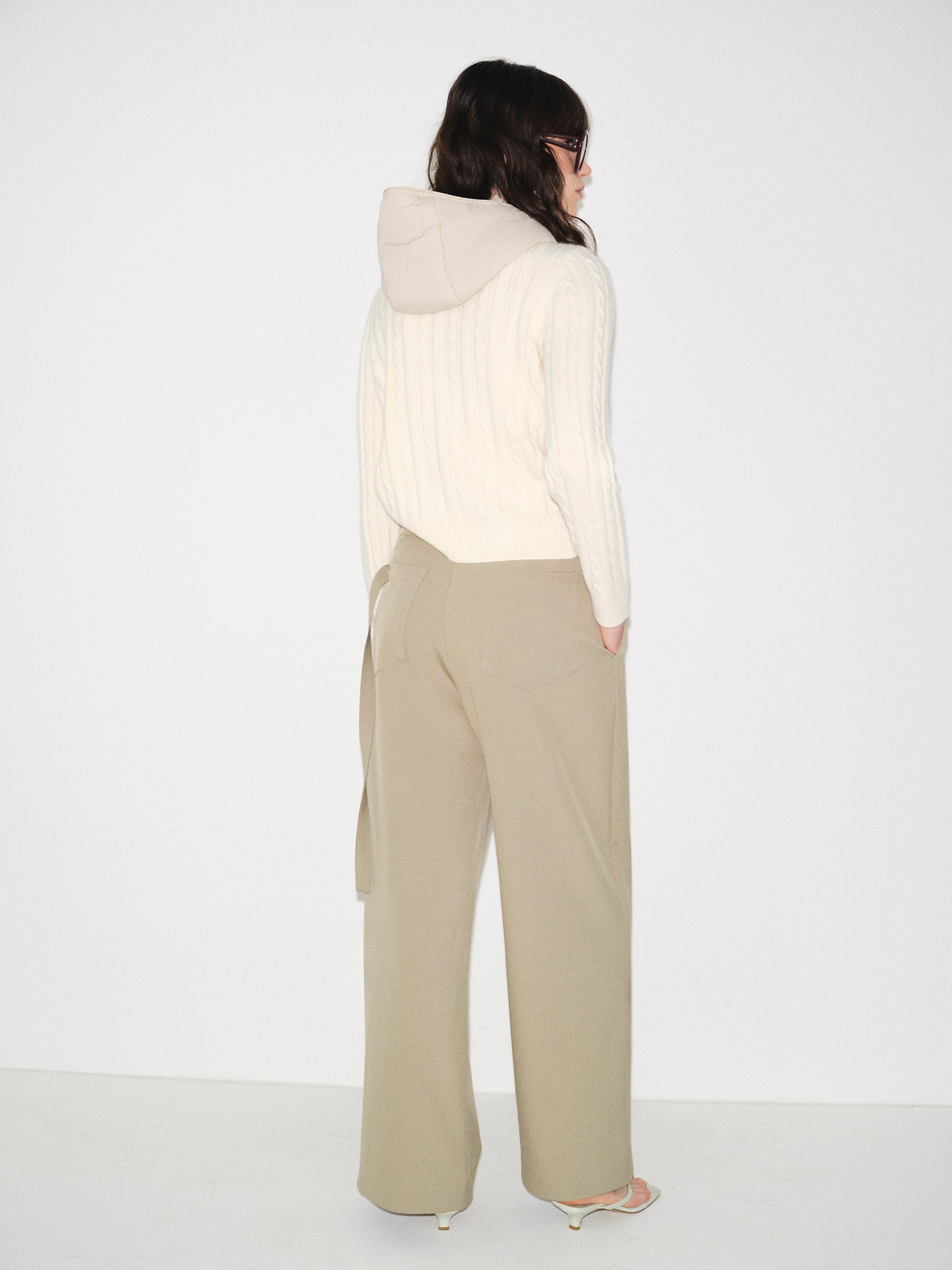 Wrap Buttoned Trousers, Khaki