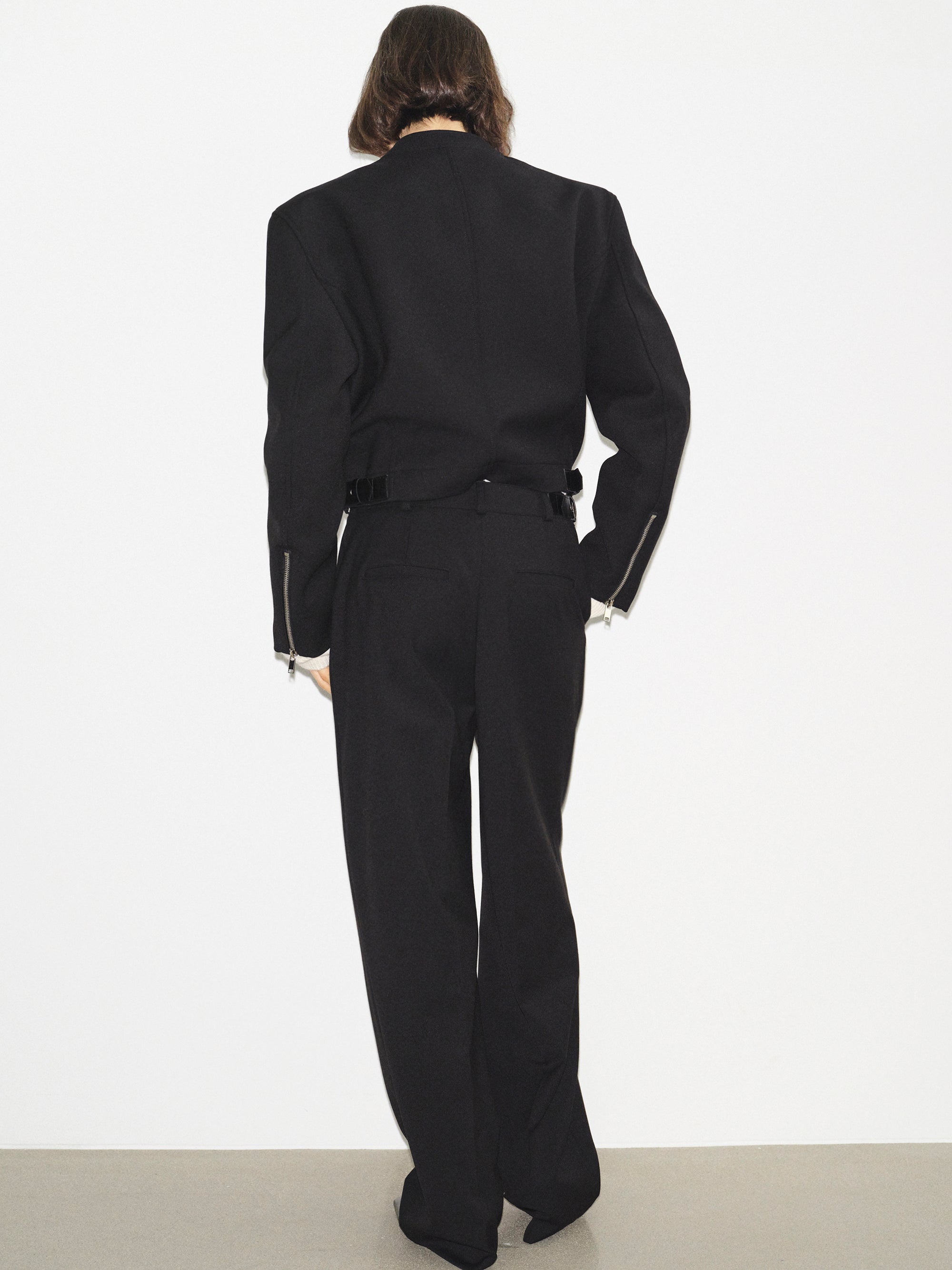 Side-Buckle Cropped Blouson, Black