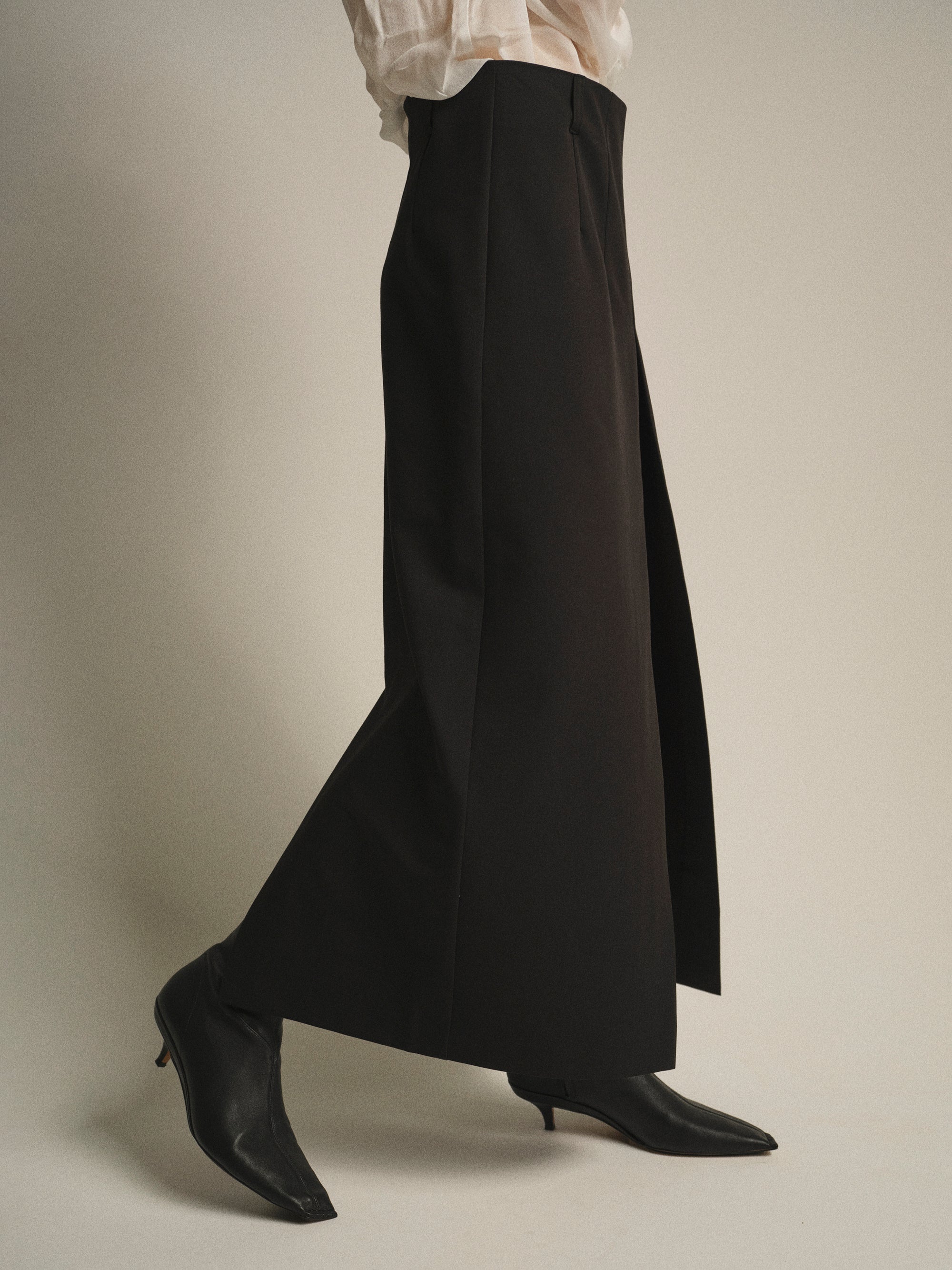 Layered Wrap Slit Skirt, Black