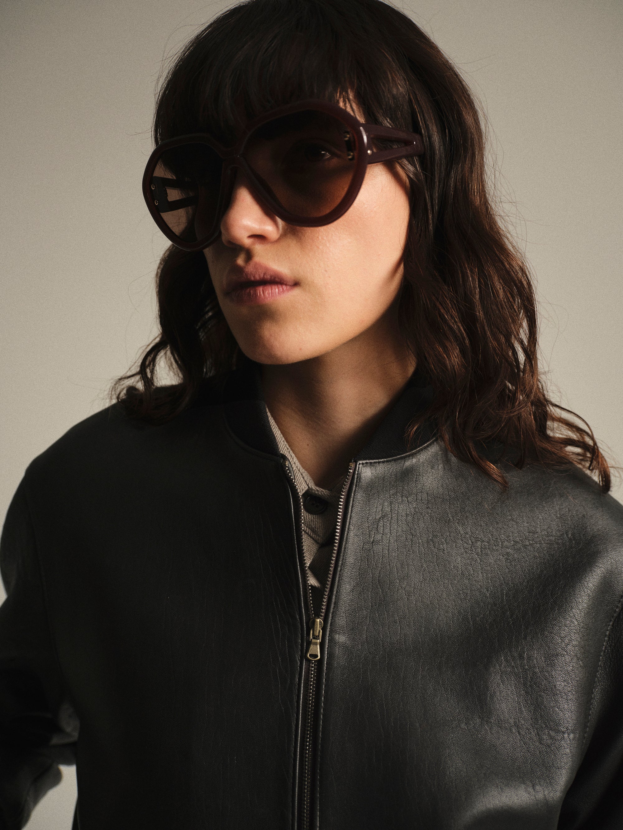 Zia Lambskin Leather Blouson Jacket, Black