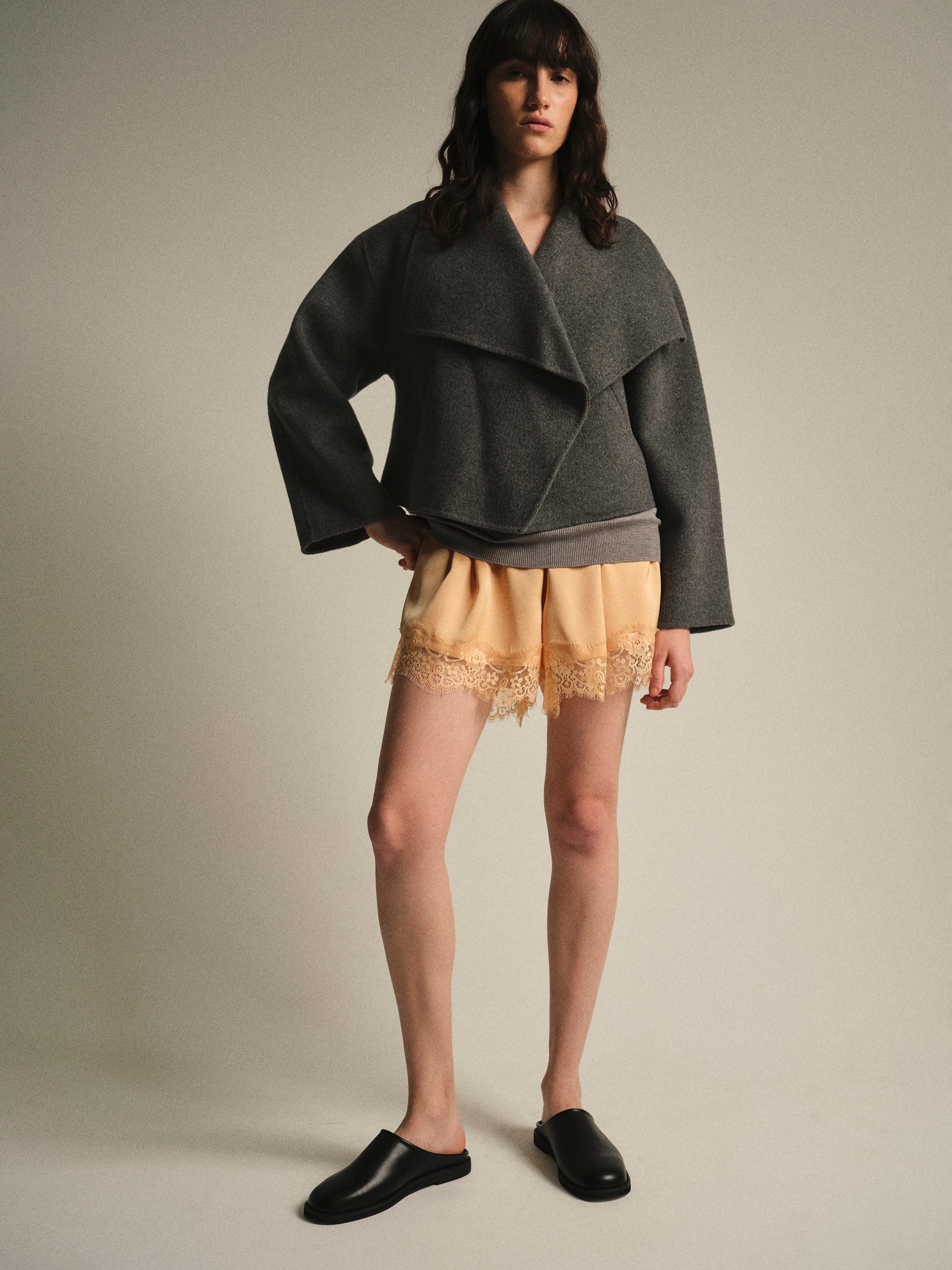 Shawl-Collar Wool Jacket, Grey