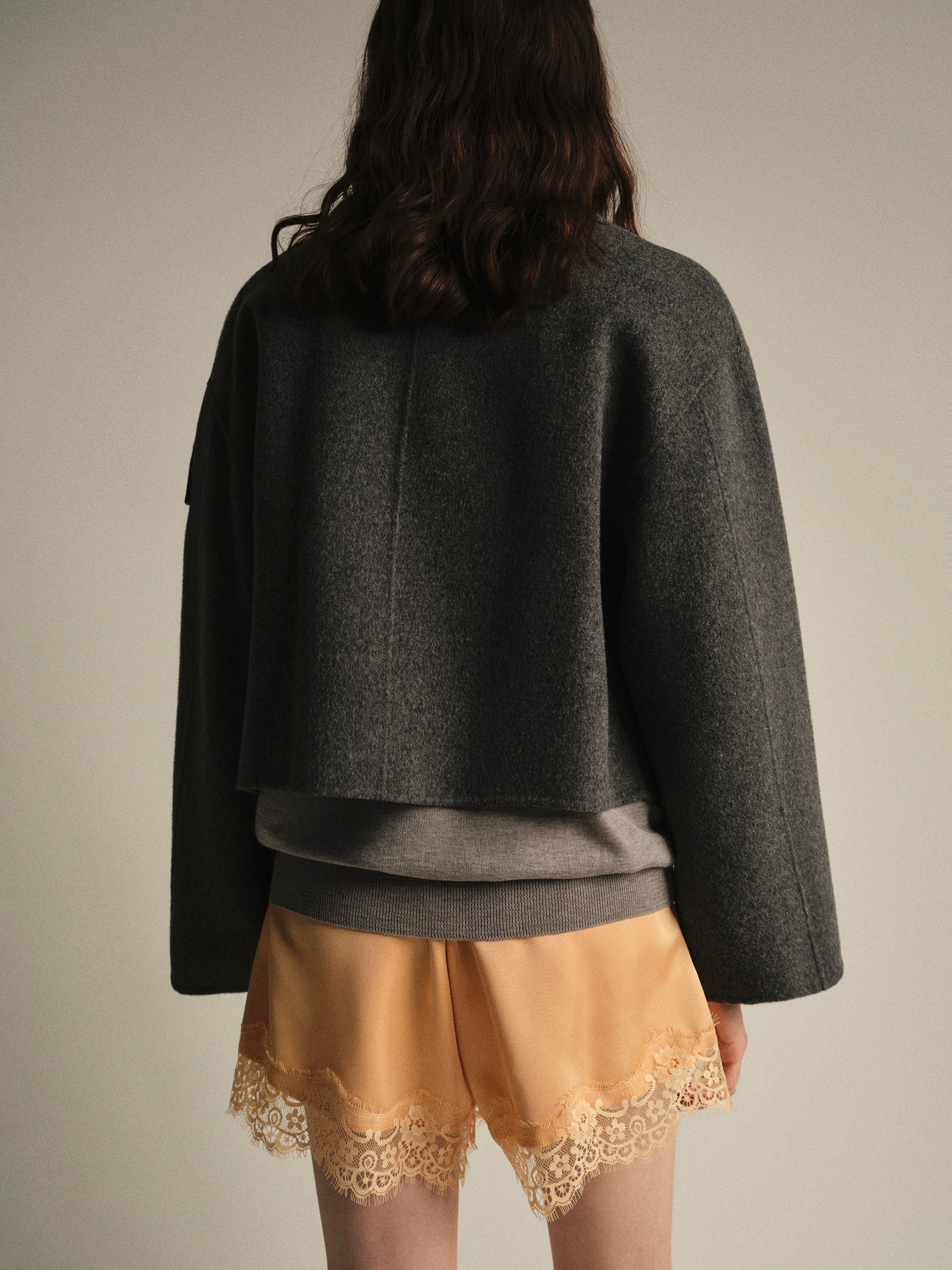 Shawl-Collar Wool Jacket, Grey