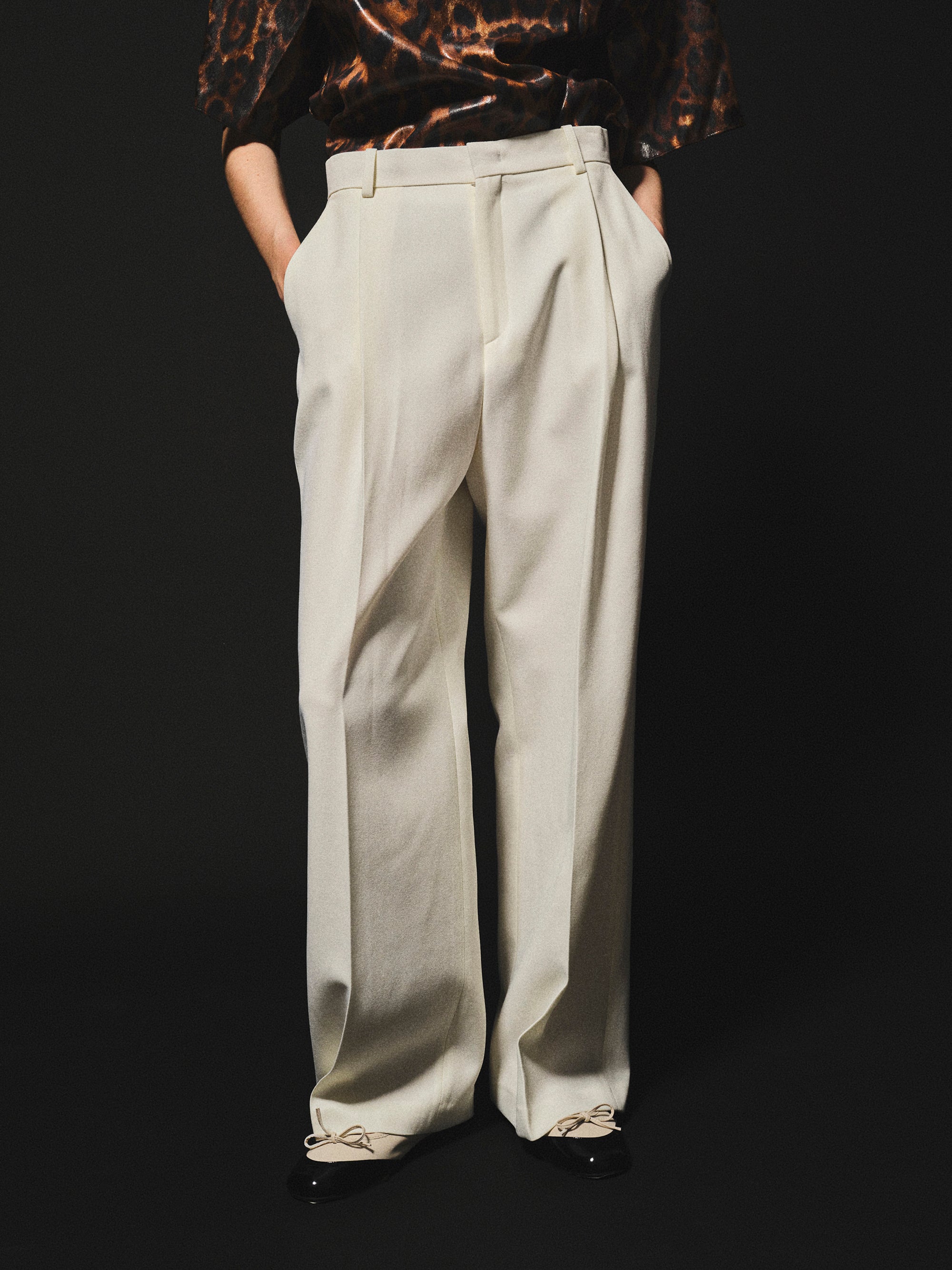 Tailored Single-Pleat Trousers, Ivory