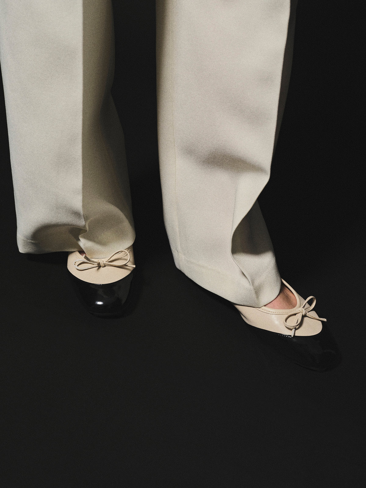 Cap-Toe Ballet Flats, Ivory