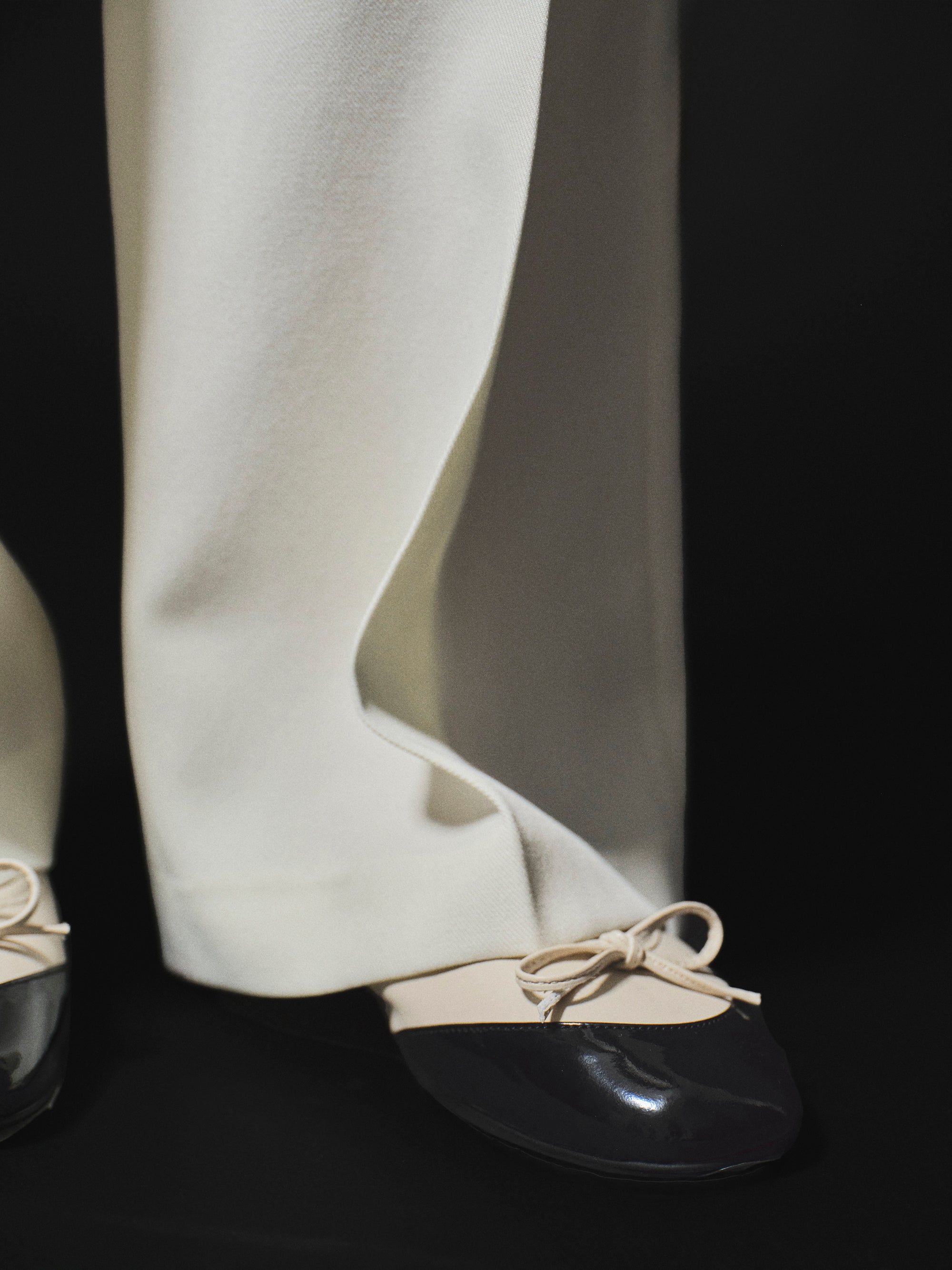 Cap-Toe Ballet Flats, Ivory