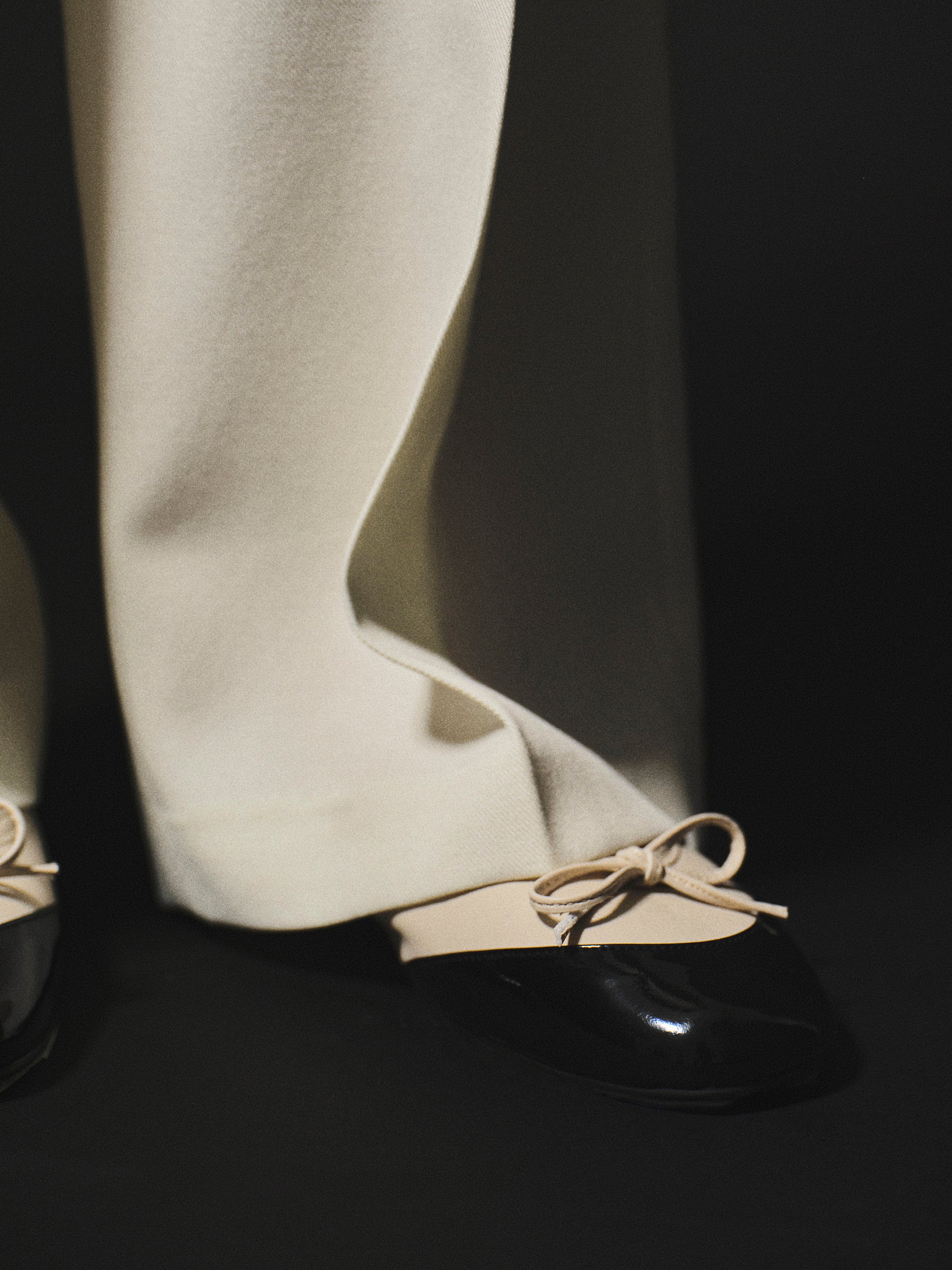 Cap-Toe Ballet Flats, Ivory