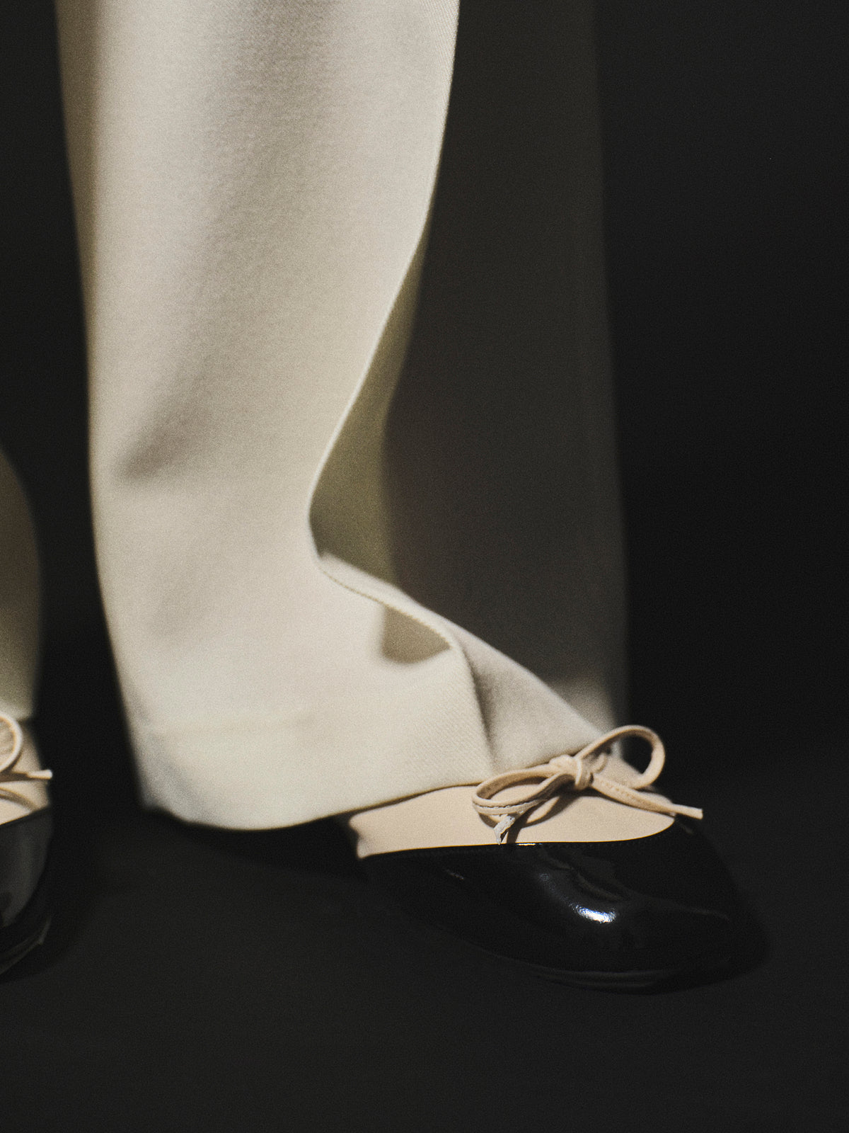Cap-Toe Ballet Flats, Ivory