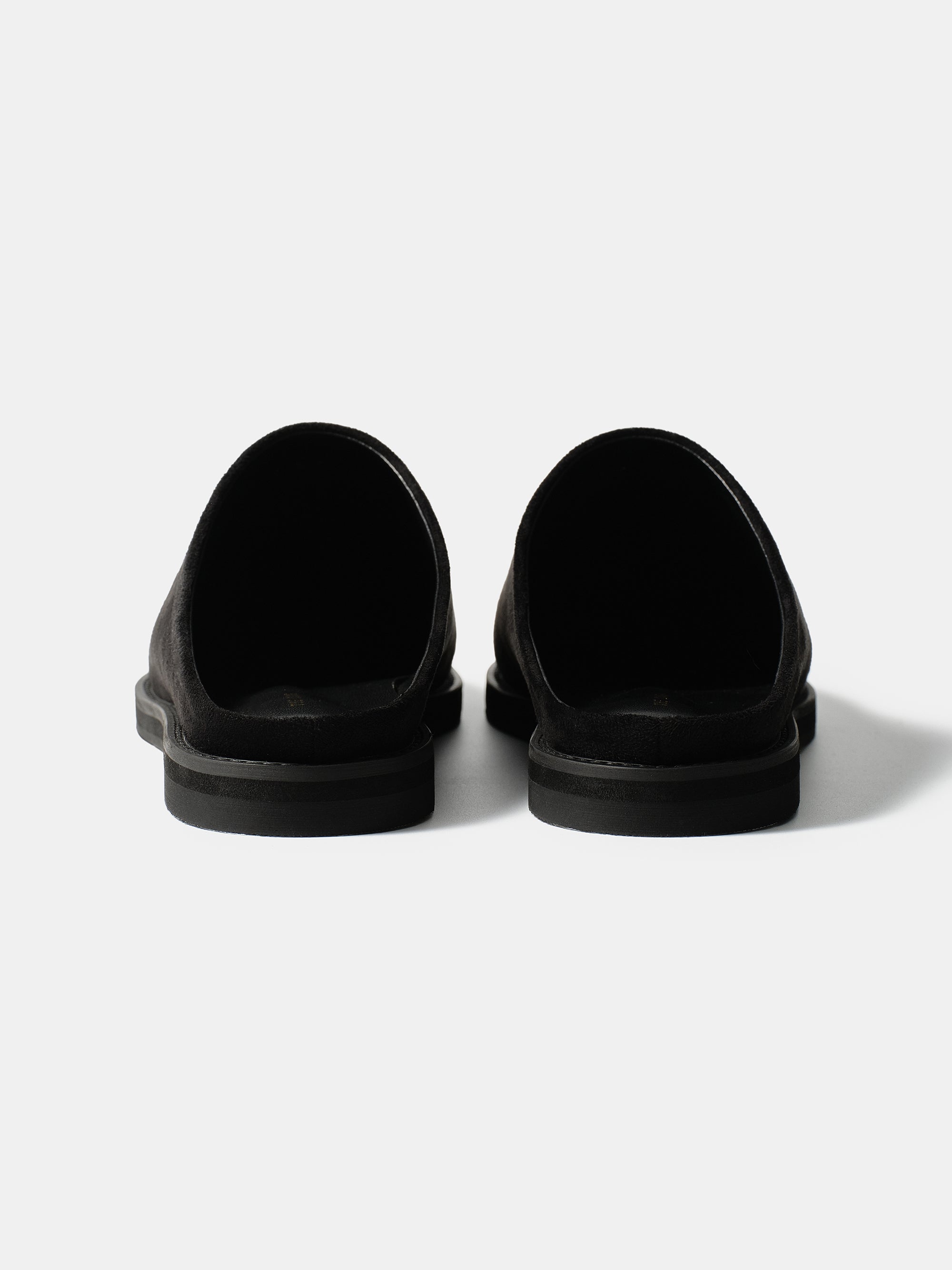 Suede Mule Loafers, Black