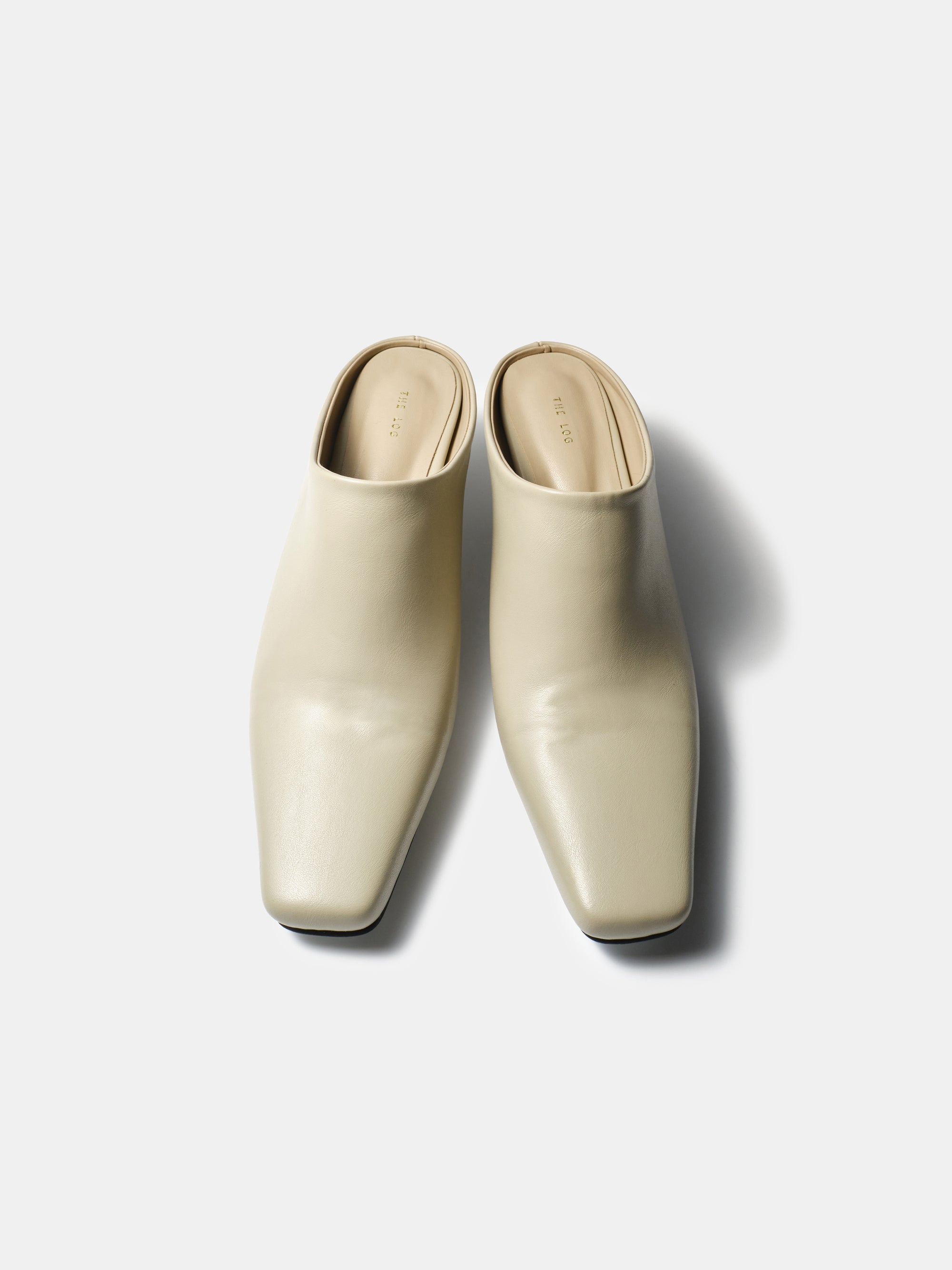 Square Toe Mule Heels, Beige