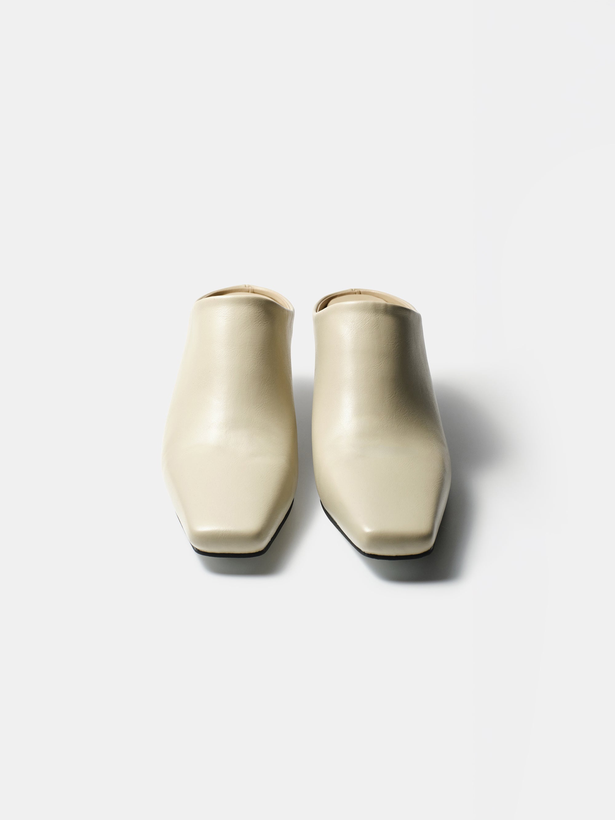 Square Toe Mule Heels, Beige