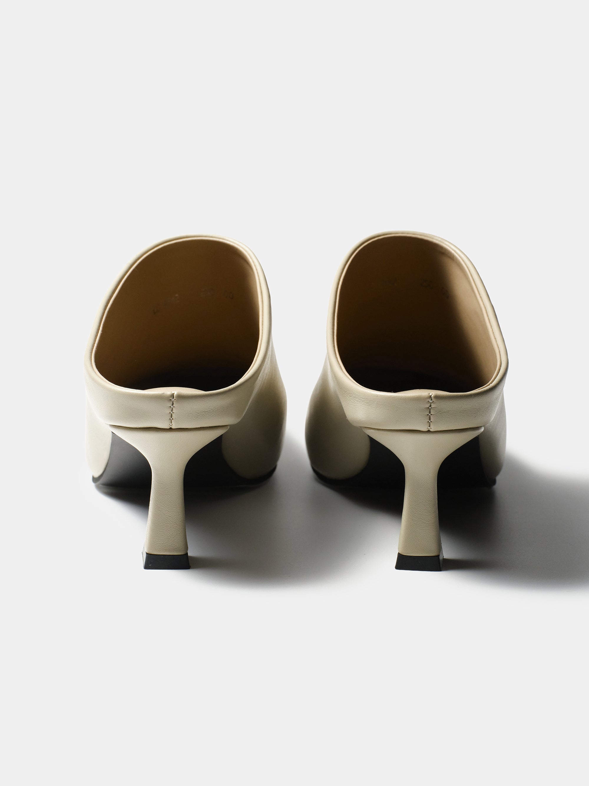Square Toe Mule Heels, Beige
