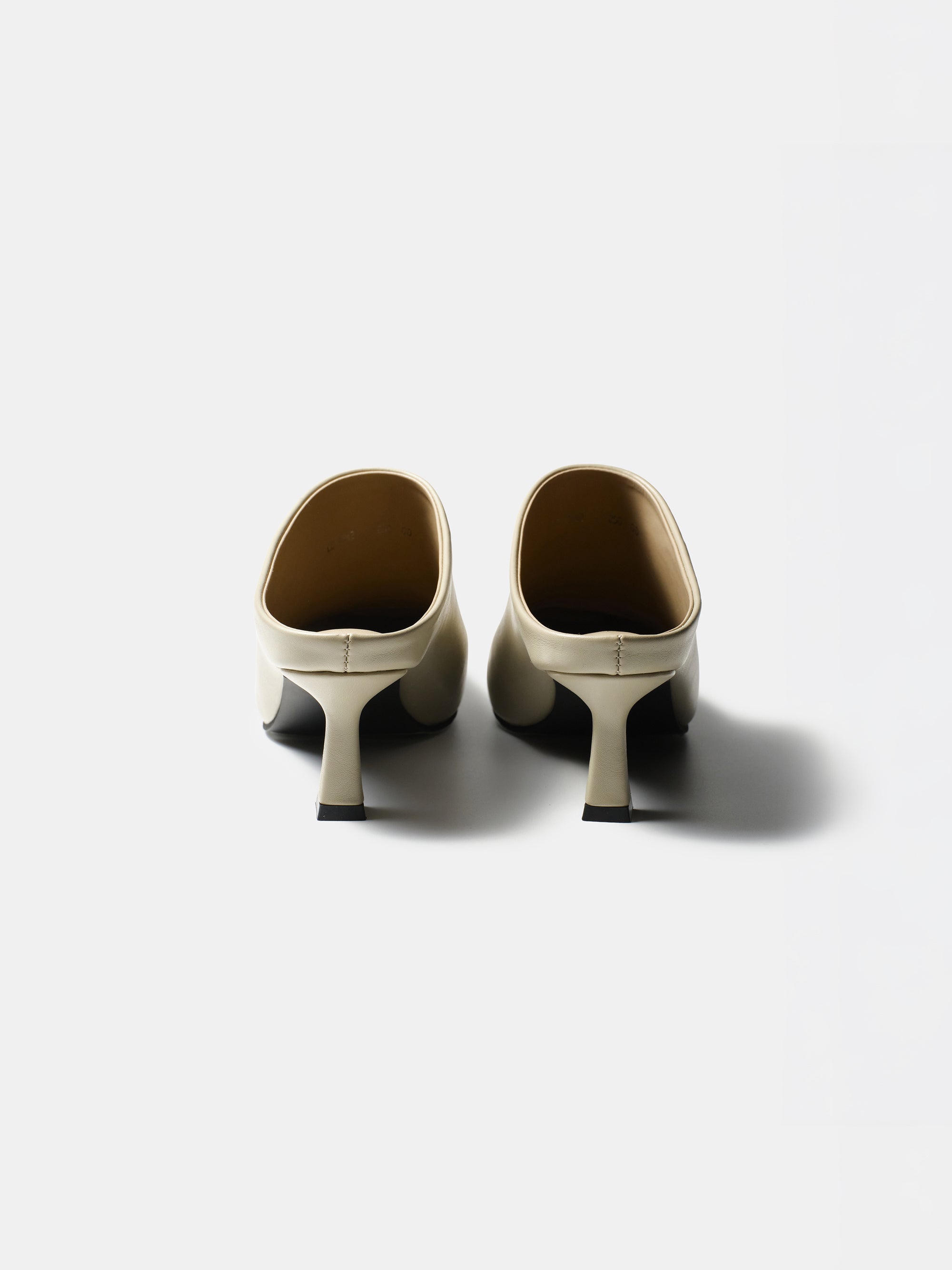 Square Toe Mule Heels, Beige