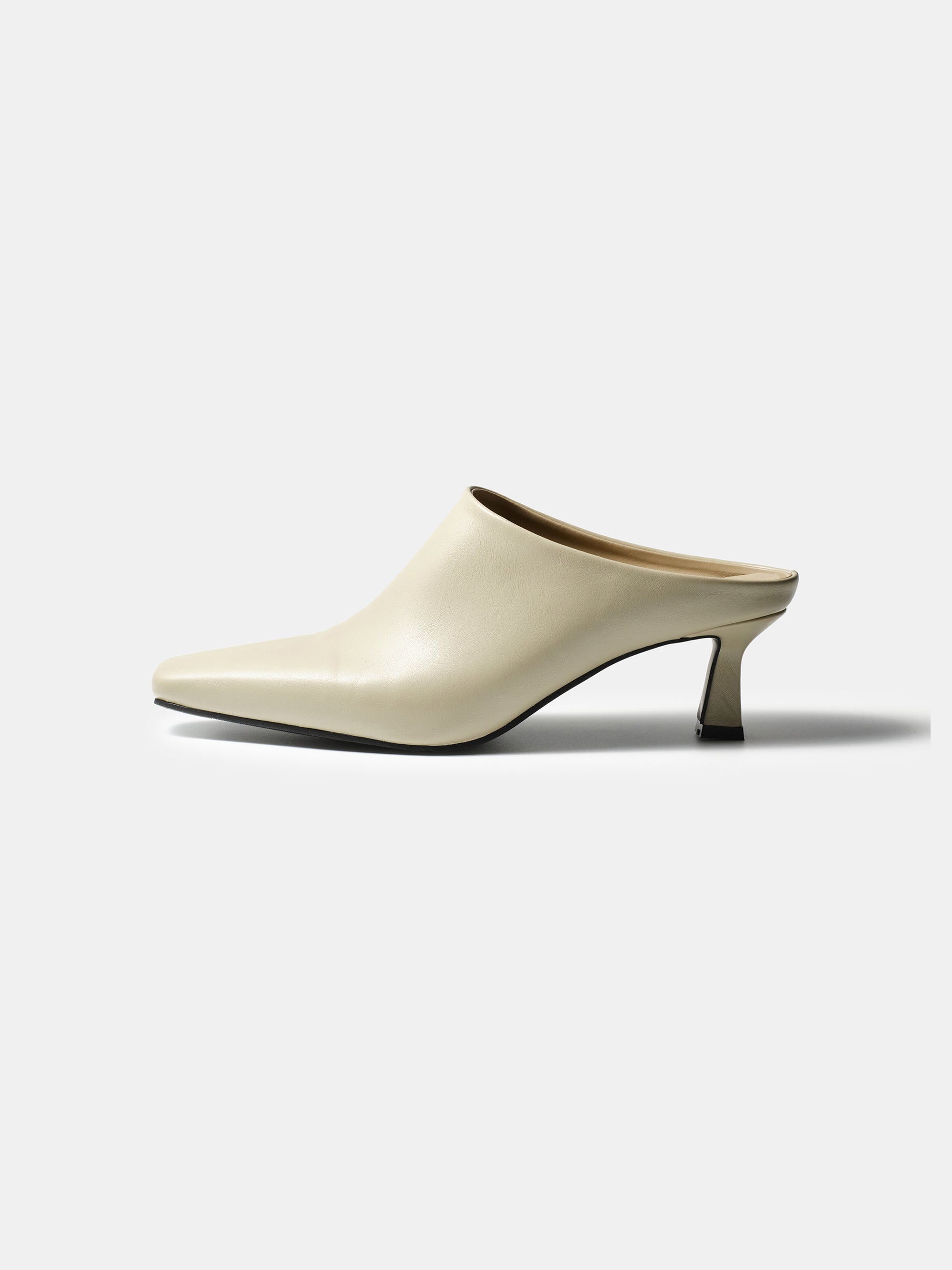 Square Toe Mule Heels, Beige