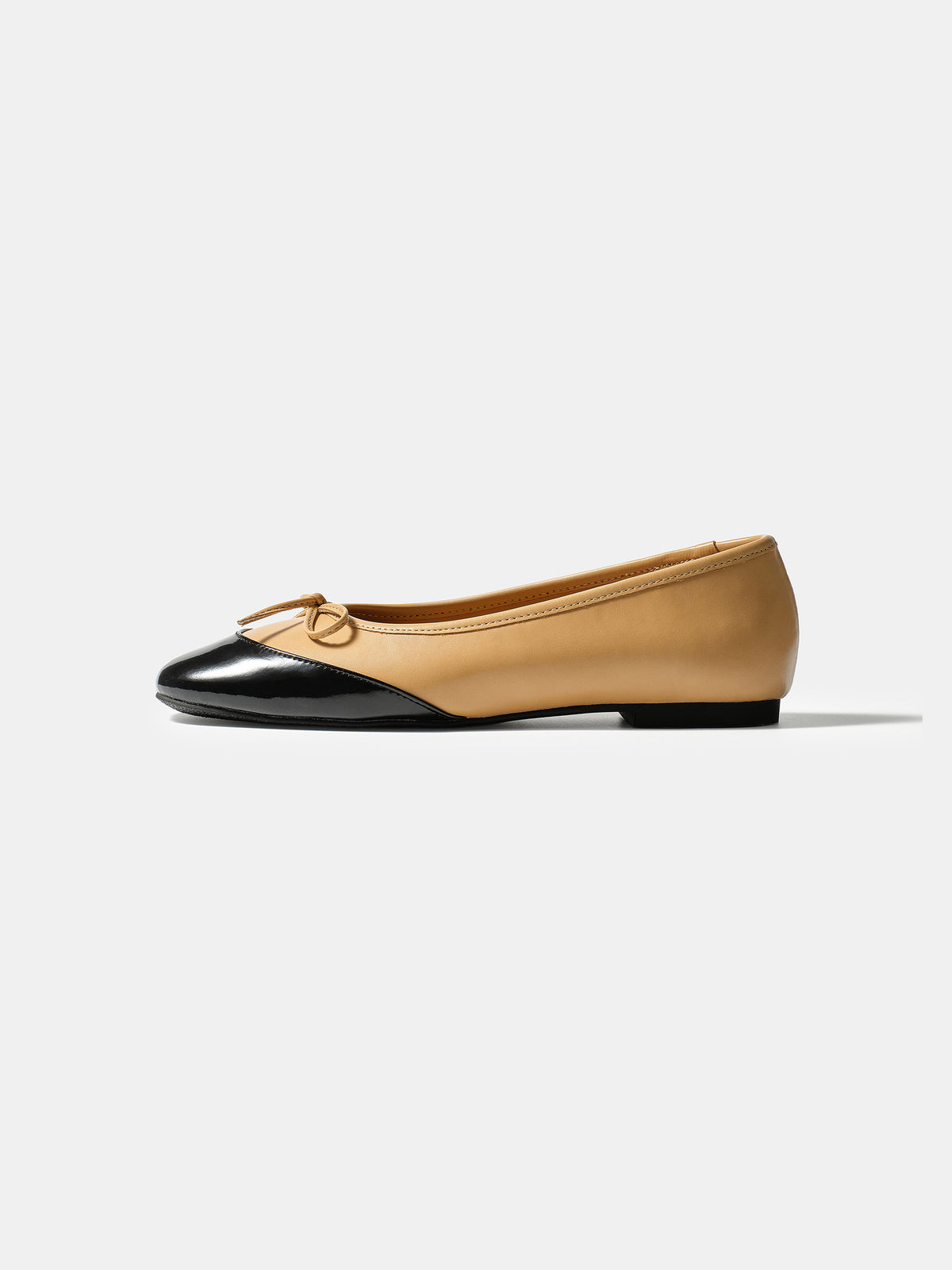 Cap-Toe Ballet Flats, Beige