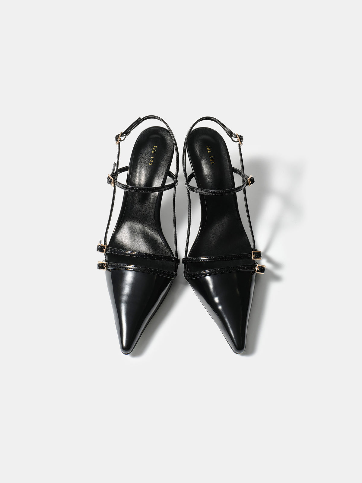Patent Slingback Stiletto Heels, Black