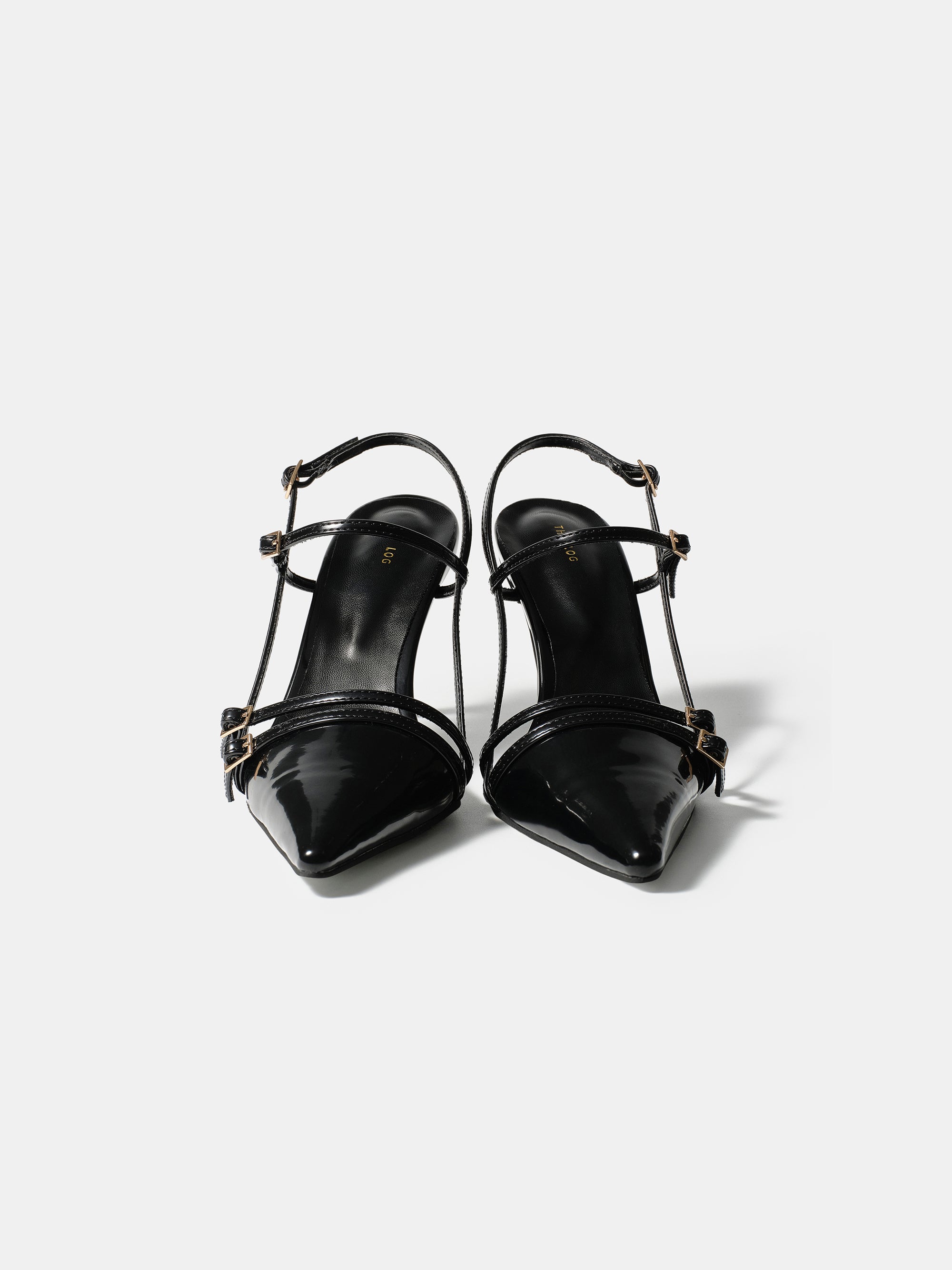 Patent Slingback Stiletto Heels, Black