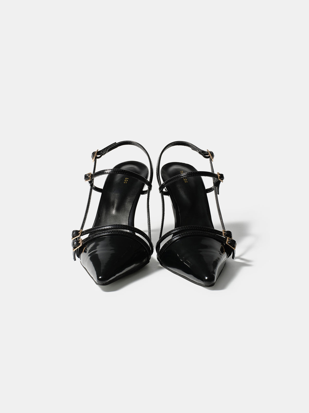 Patent Slingback Stiletto Heels, Black
