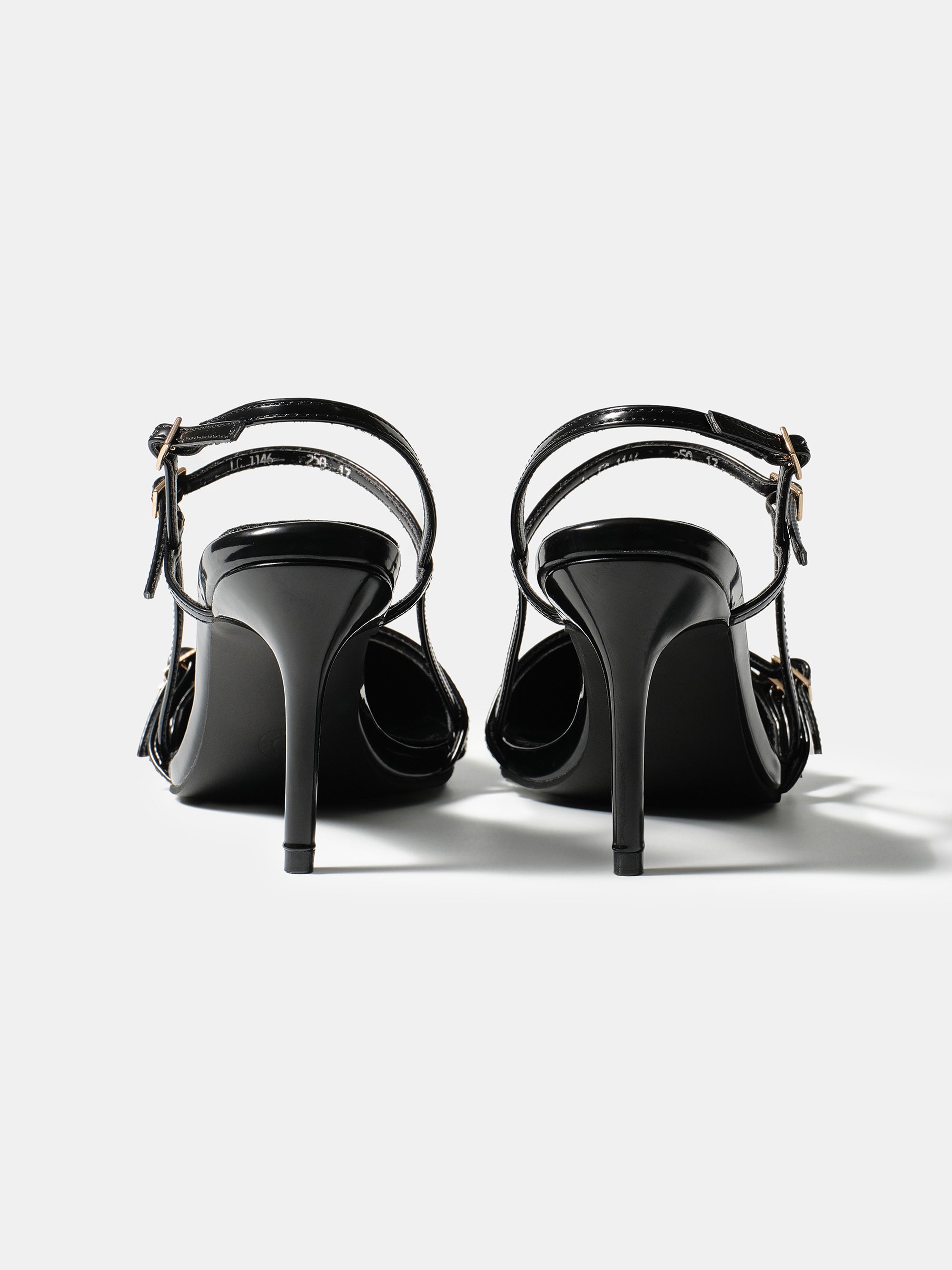 Patent Slingback Stiletto Heels, Black