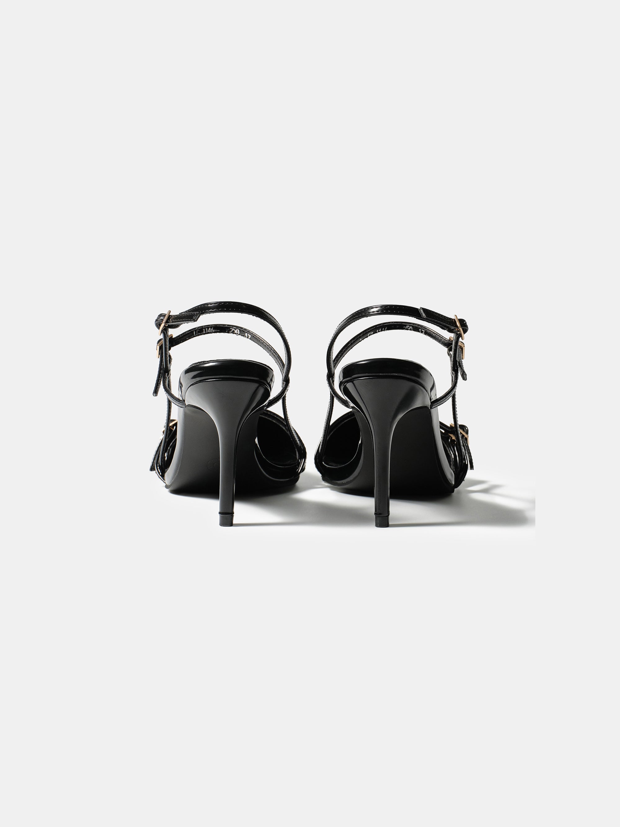 Patent Slingback Stiletto Heels, Black