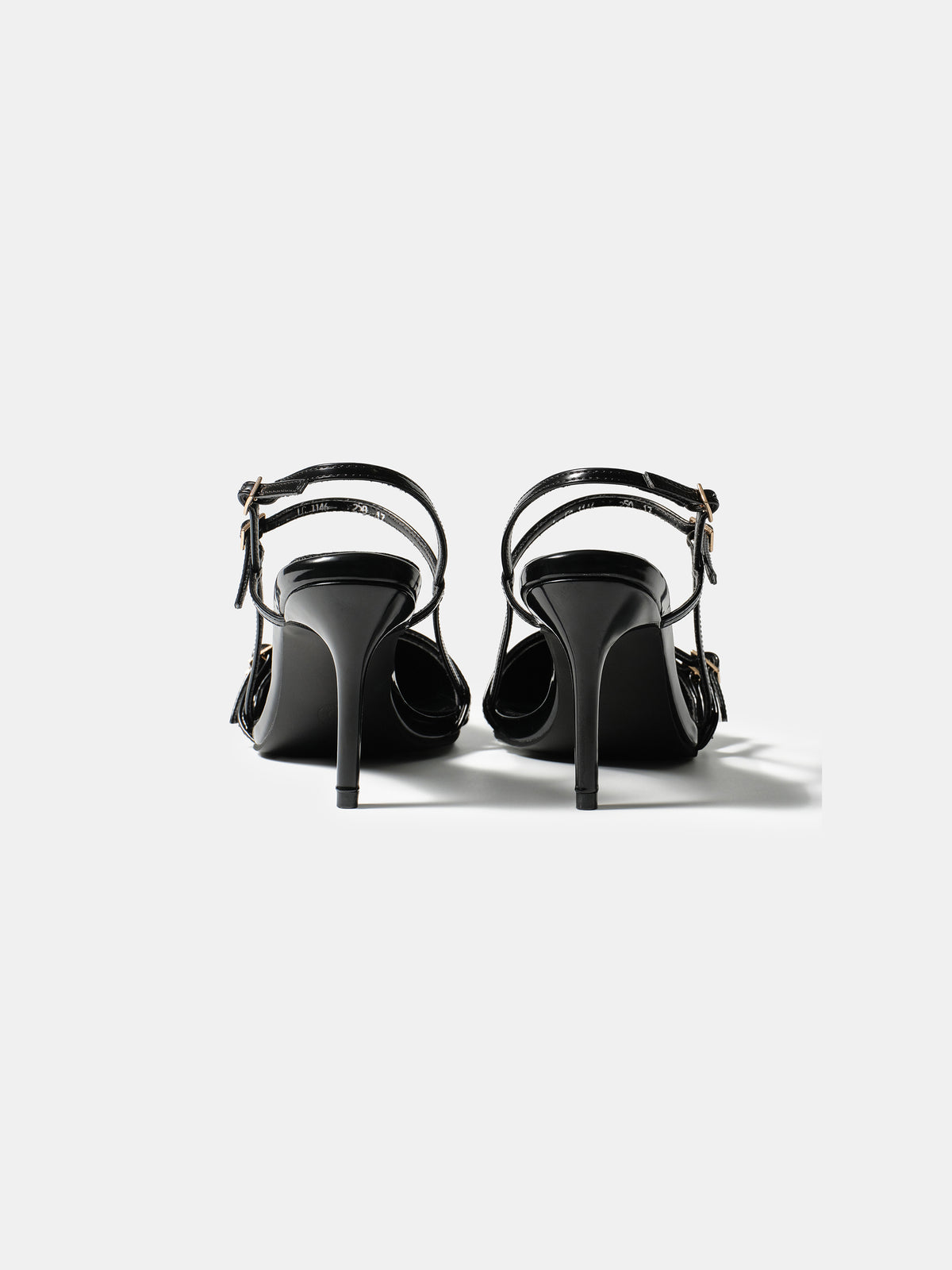 Patent Slingback Stiletto Heels, Black