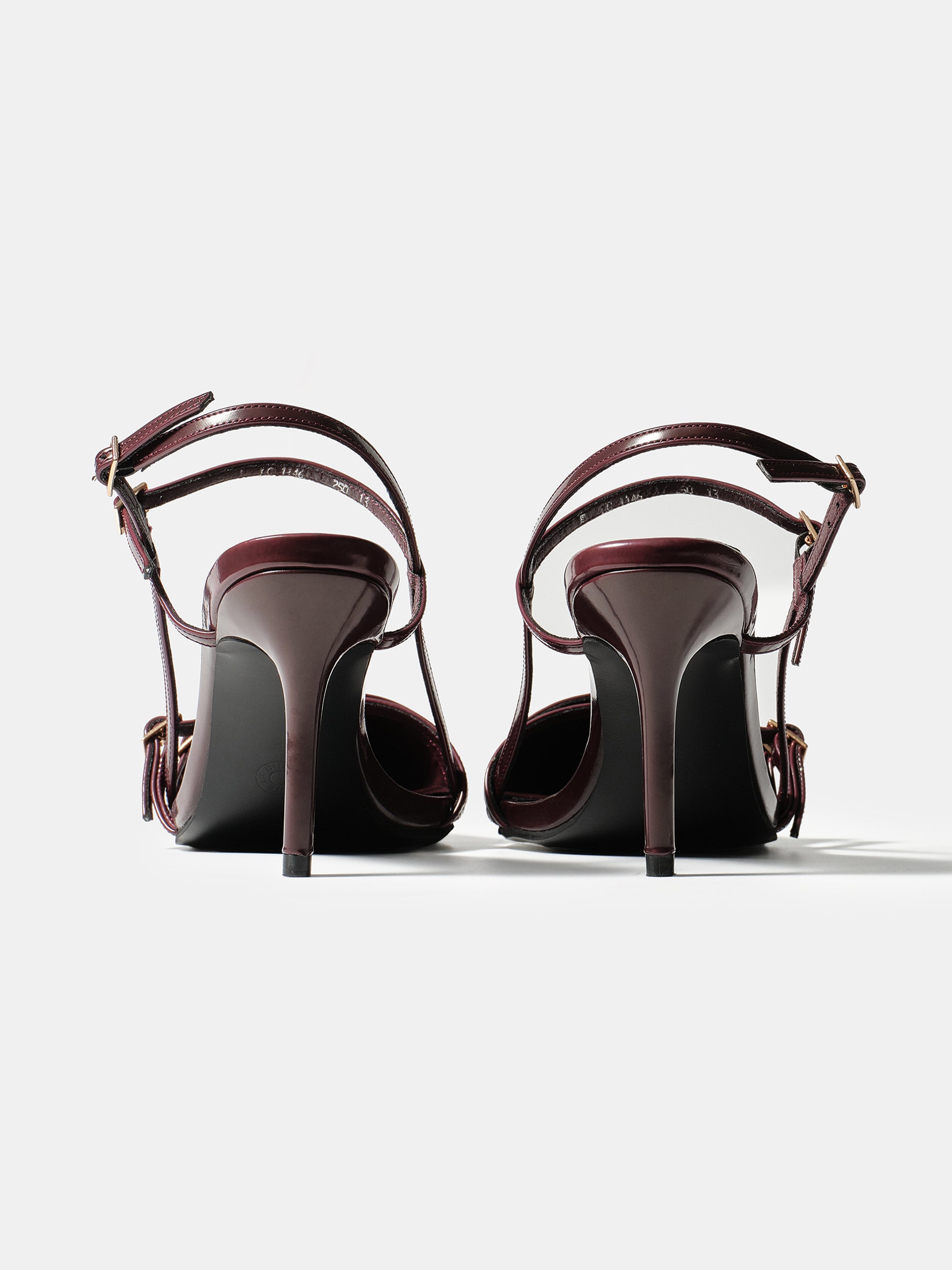 Patent Slingback Stiletto Heels, Wine