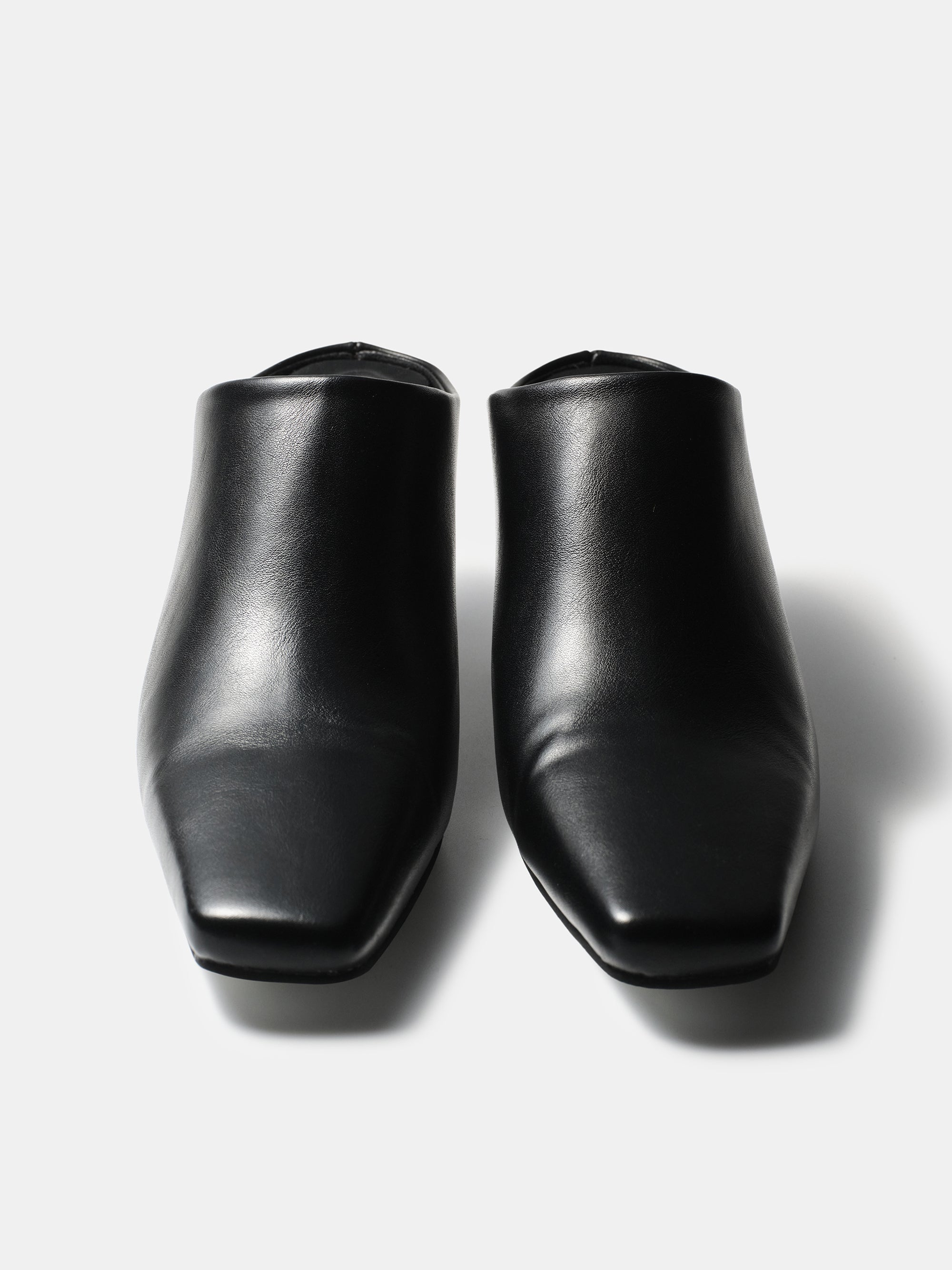 Square Toe Mule Heels, Black