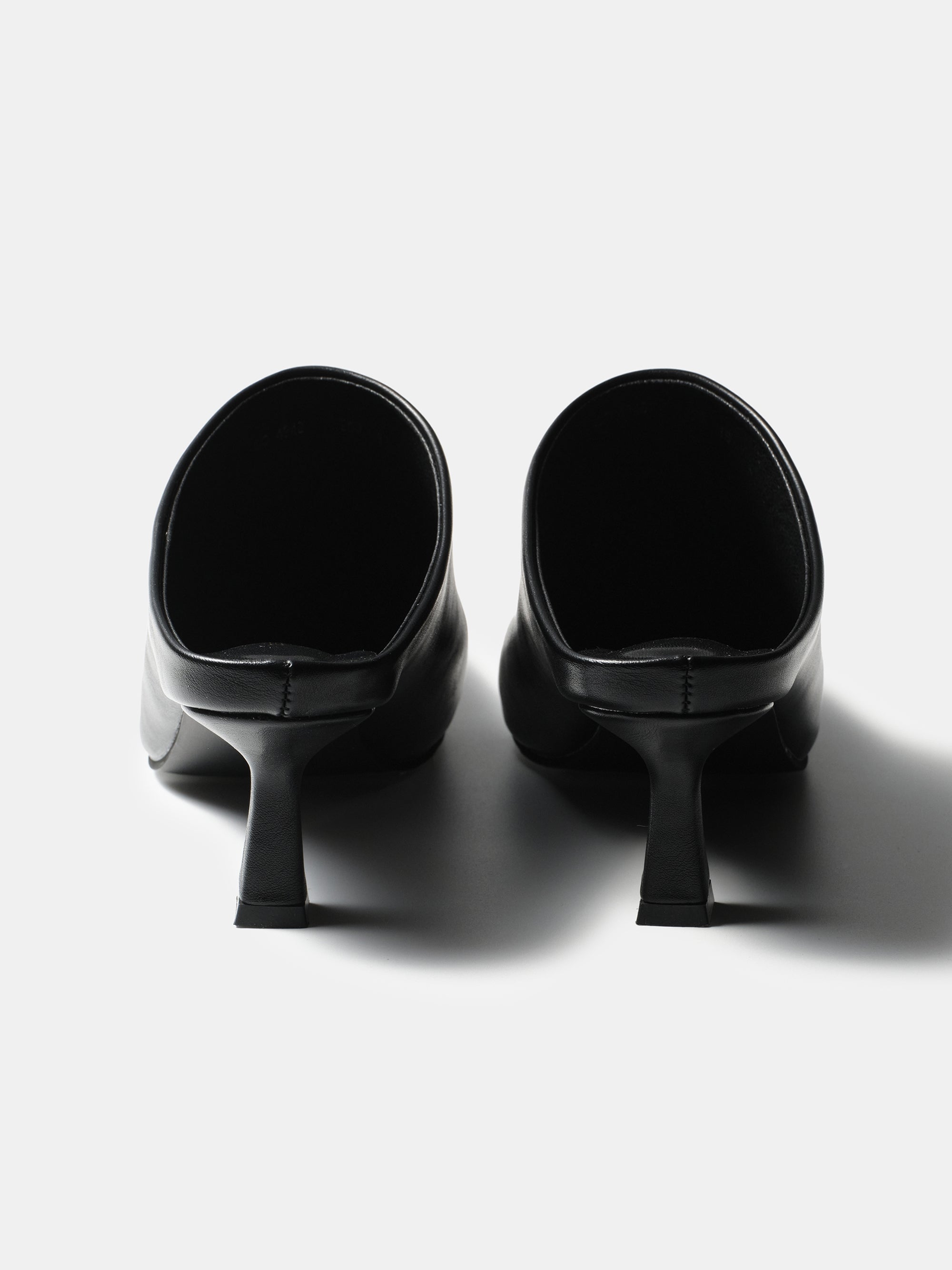Square Toe Mule Heels, Black