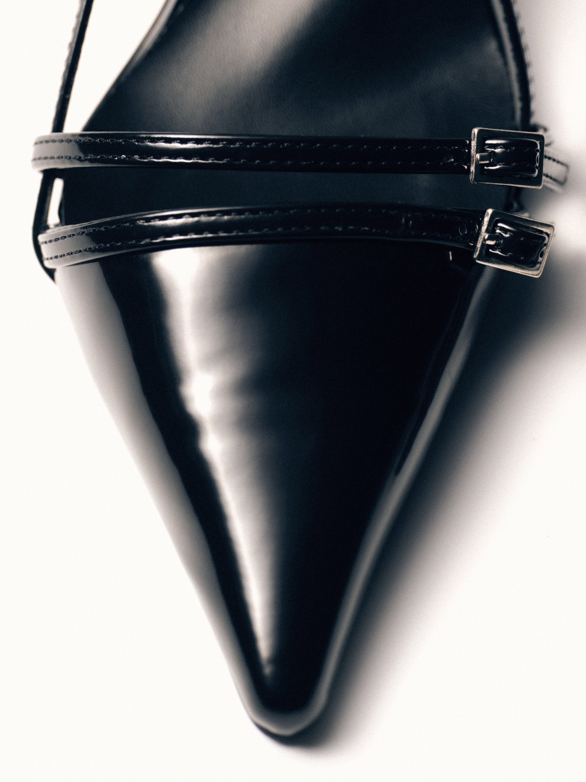 Patent Slingback Stiletto Heels, Black